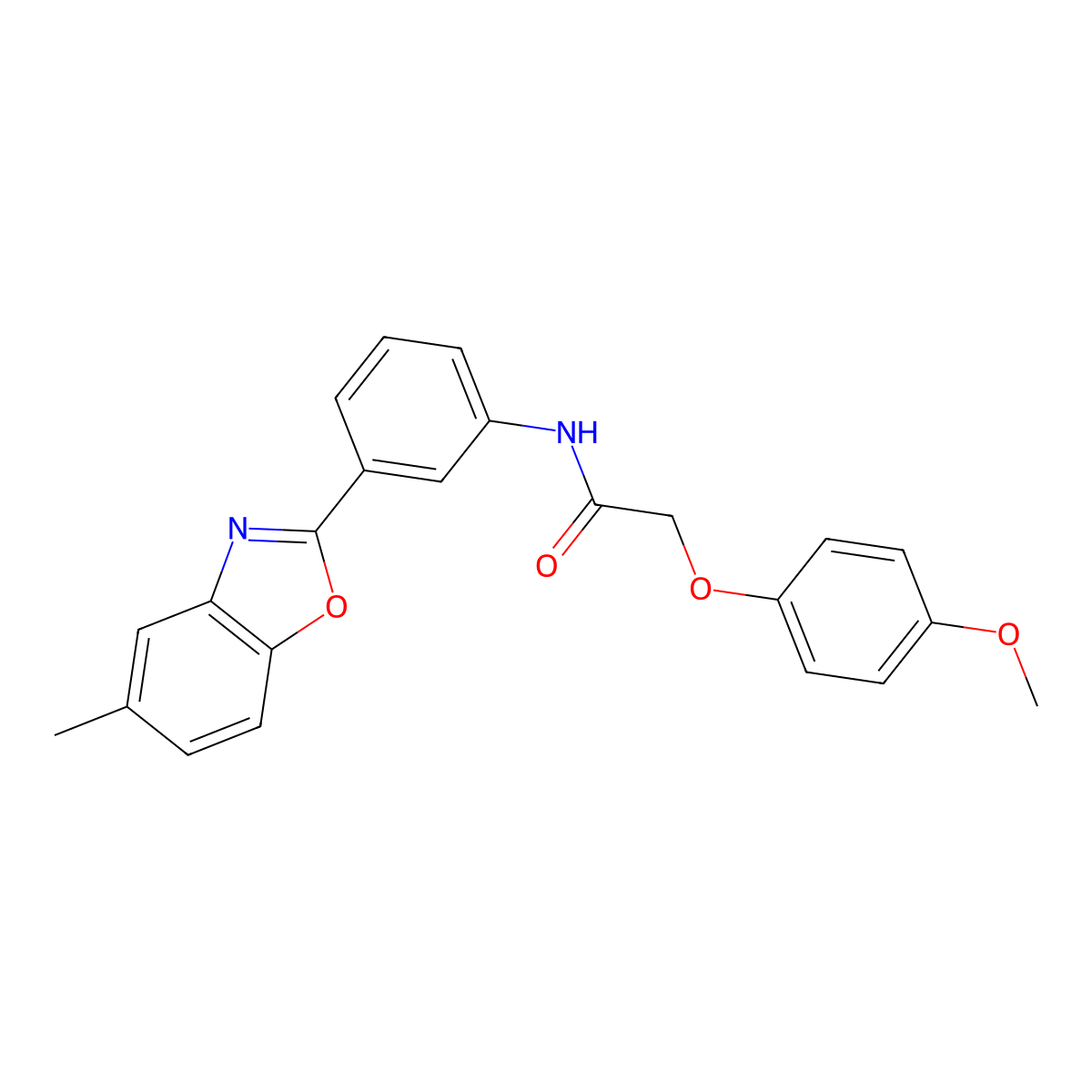 2-(4-methoxyphenoxy)-N-[3-(5-methyl-1,3-benzoxazol-2-yl)phenyl]acetamide molecular structure, CAS 426239-74-9