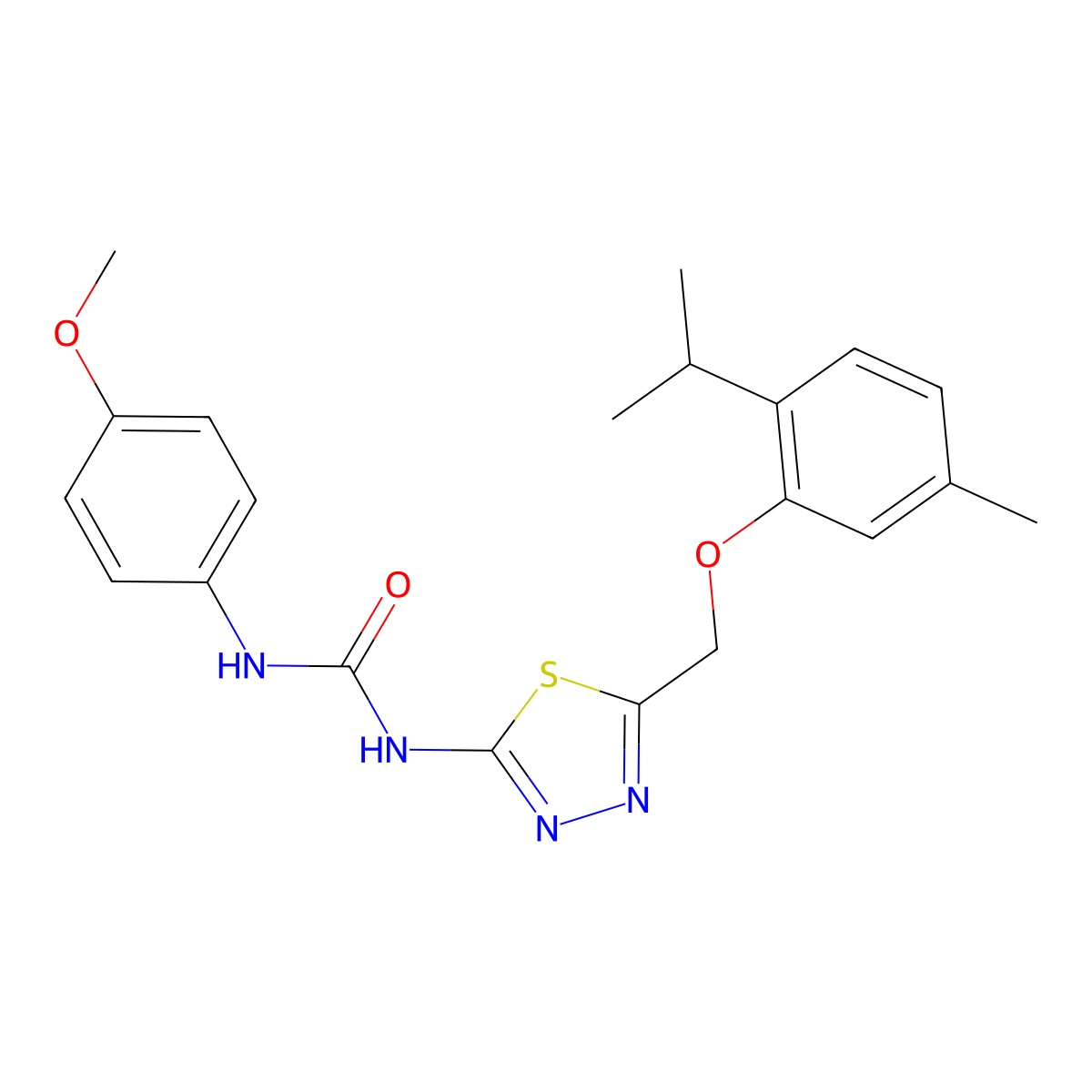 1-(4-Methoxyphenyl)-3-(5-{[5-methyl-2-(propan-2-yl)phenoxy]methyl}-1,3,4-thiadiazol-2-yl)urea molecular structure, CAS 426239-88-5