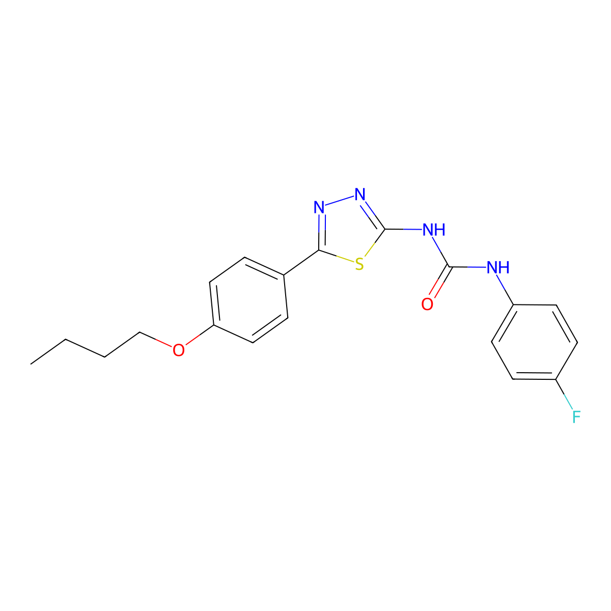1-[5-(4-Butoxyphenyl)-1,3,4-thiadiazol-2-yl]-3-(4-fluorophenyl)urea molecular structure, CAS 426239-94-3
