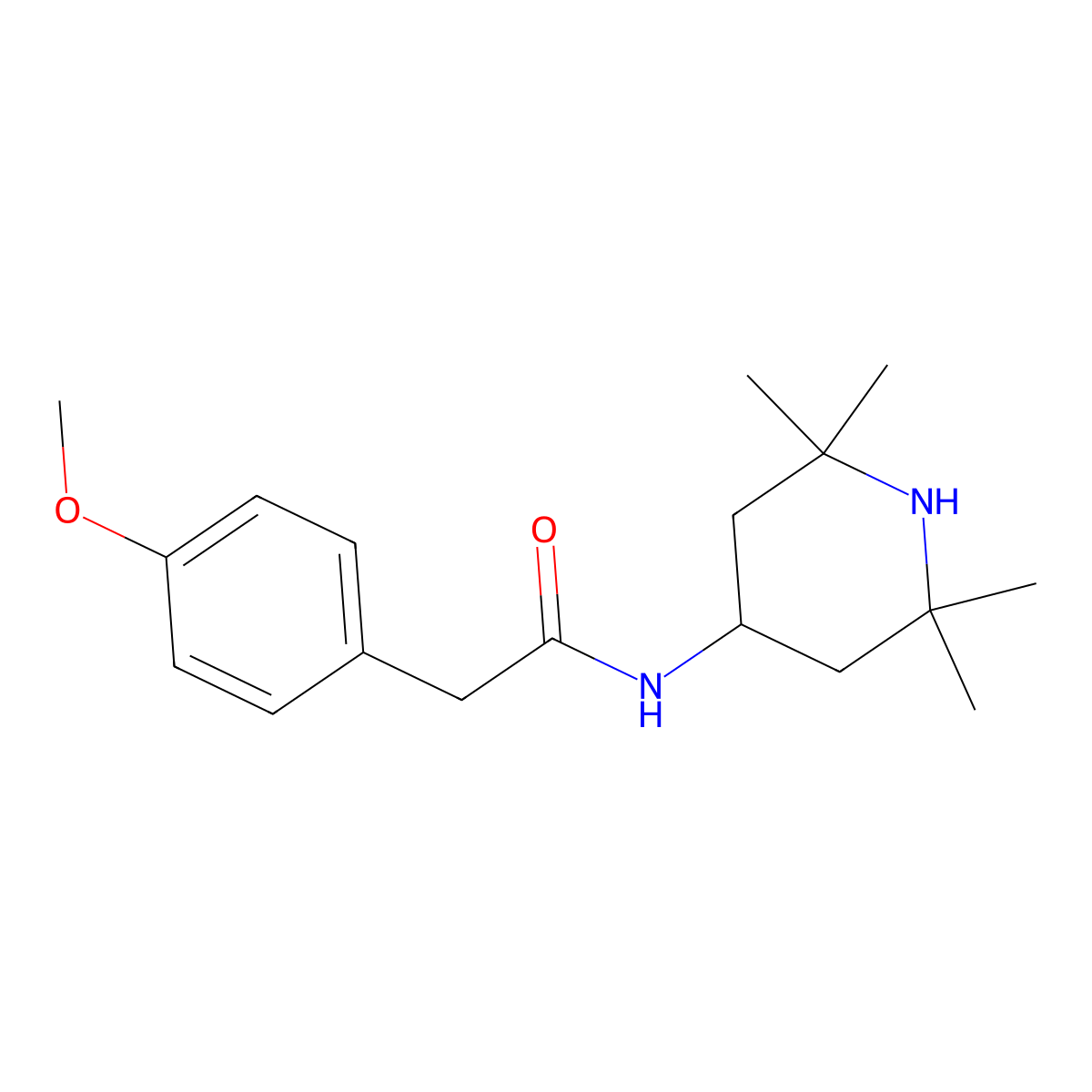2-(4-methoxyphenyl)-N-(2,2,6,6-tetramethylpiperidin-4-yl)acetamide molecular structure, CAS 426239-99-8