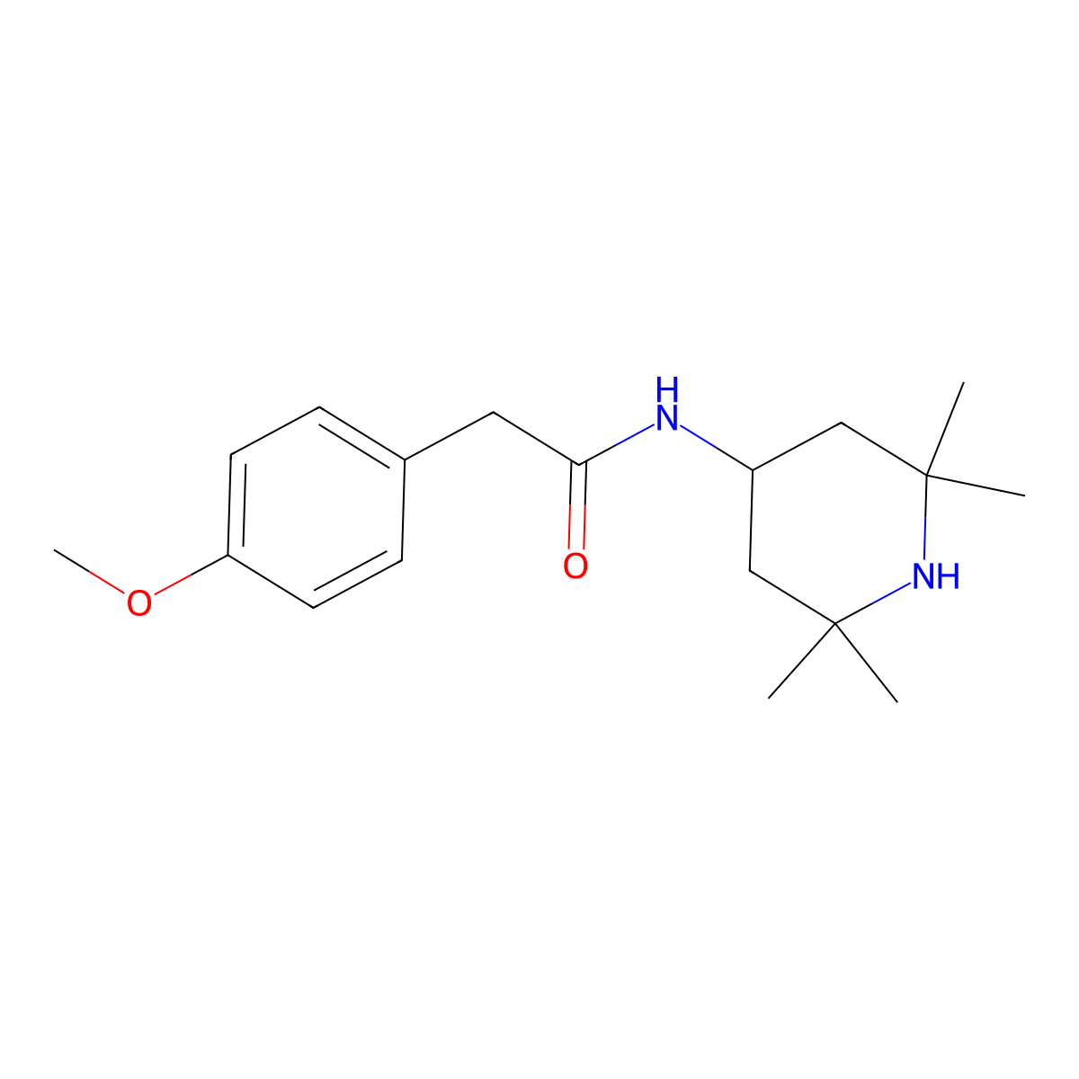 2-(4-methoxyphenyl)-N-(2,2,6,6-tetramethylpiperidin-4-yl)acetamide molecular structure, CAS 426239-99-8