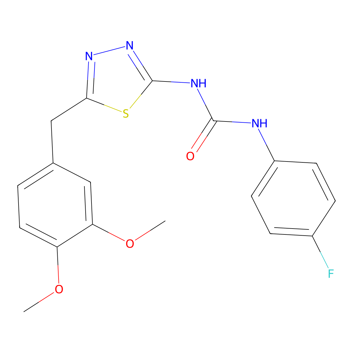 1-[5-(3,4-Dimethoxybenzyl)-1,3,4-thiadiazol-2-yl]-3-(4-fluorophenyl)urea molecular structure, CAS 426240-14-4