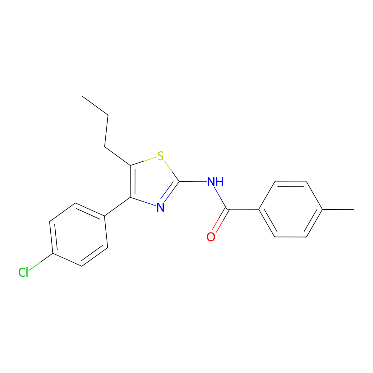 N-[4-(4-chlorophenyl)-5-propyl-1,3-thiazol-2-yl]-4-methylbenzamide molecular structure, CAS 426240-22-4
