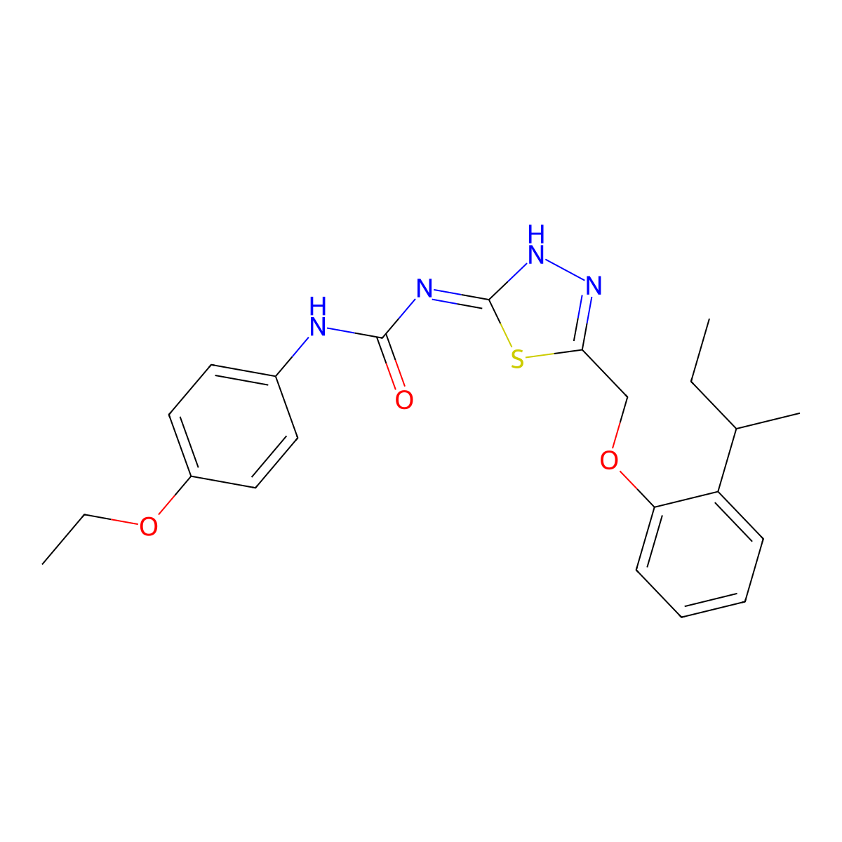 1-[5-[(2-Butan-2-ylphenoxy)methyl]-1,3,4-thiadiazol-2-yl]-3-(4-ethoxyphenyl)urea molecular structure, CAS 426240-33-7