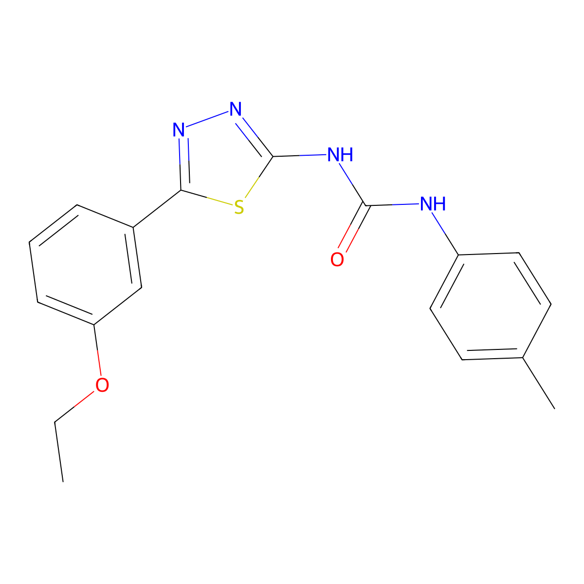 1-[5-(3-Ethoxyphenyl)-1,3,4-thiadiazol-2-yl]-3-(4-methylphenyl)urea molecular structure, CAS 426240-46-2