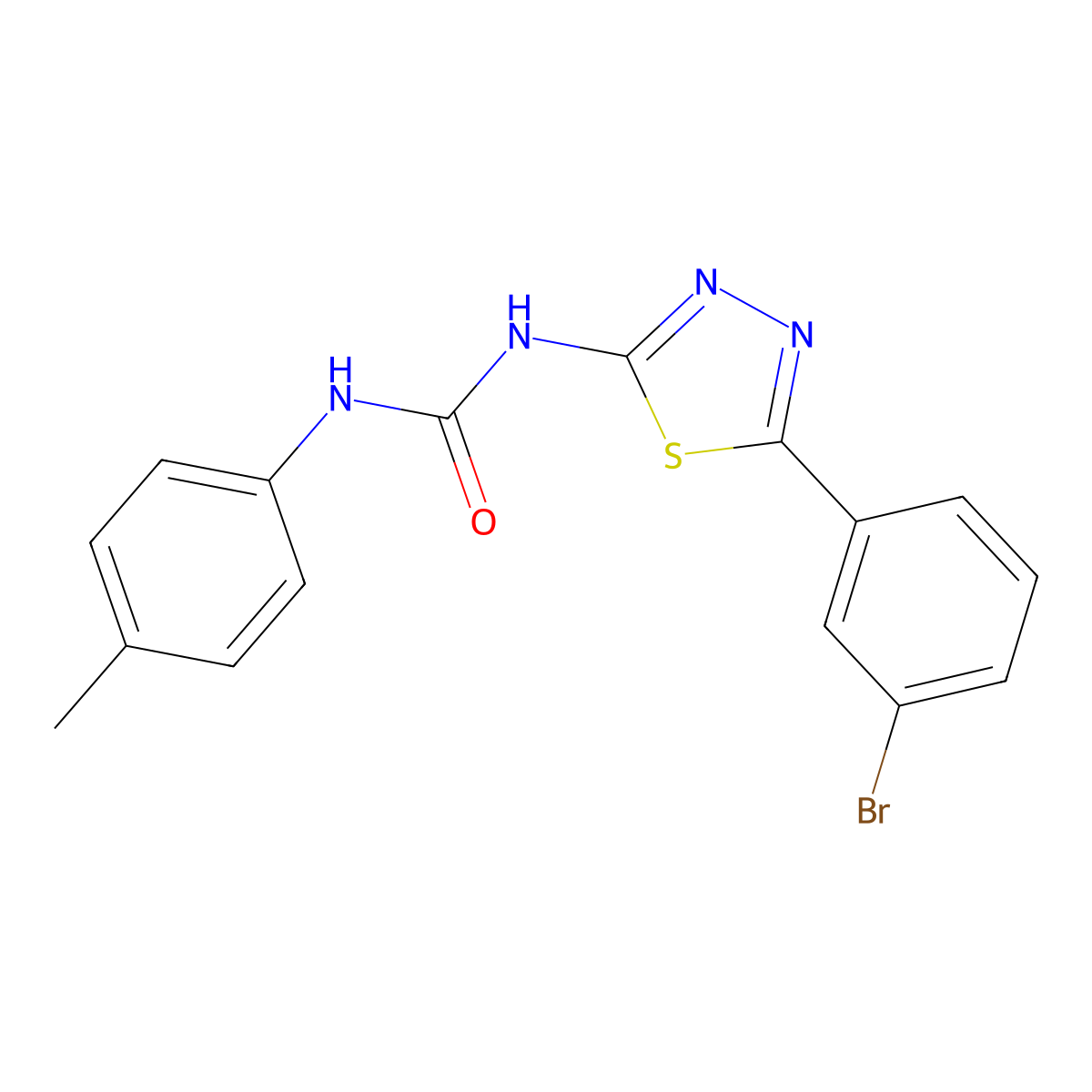 1-[5-(3-Bromophenyl)-1,3,4-thiadiazol-2-yl]-3-(4-methylphenyl)urea molecular structure, CAS 426240-59-7