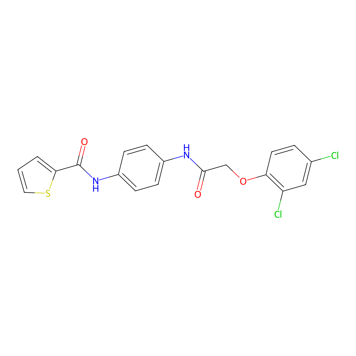 N-(4-{[(2,4-dichlorophenoxy)acetyl]amino}phenyl)thiophene-2-carboxamide molecular structure, CAS 426240-60-0
