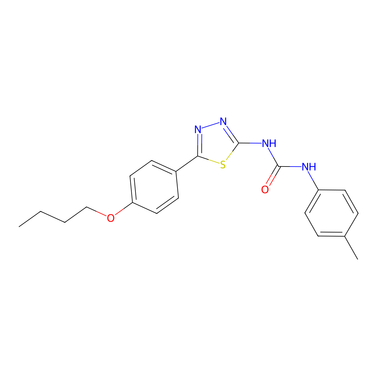 1-[5-(4-Butoxyphenyl)-1,3,4-thiadiazol-2-yl]-3-(4-methylphenyl)urea molecular structure, CAS 426240-87-1