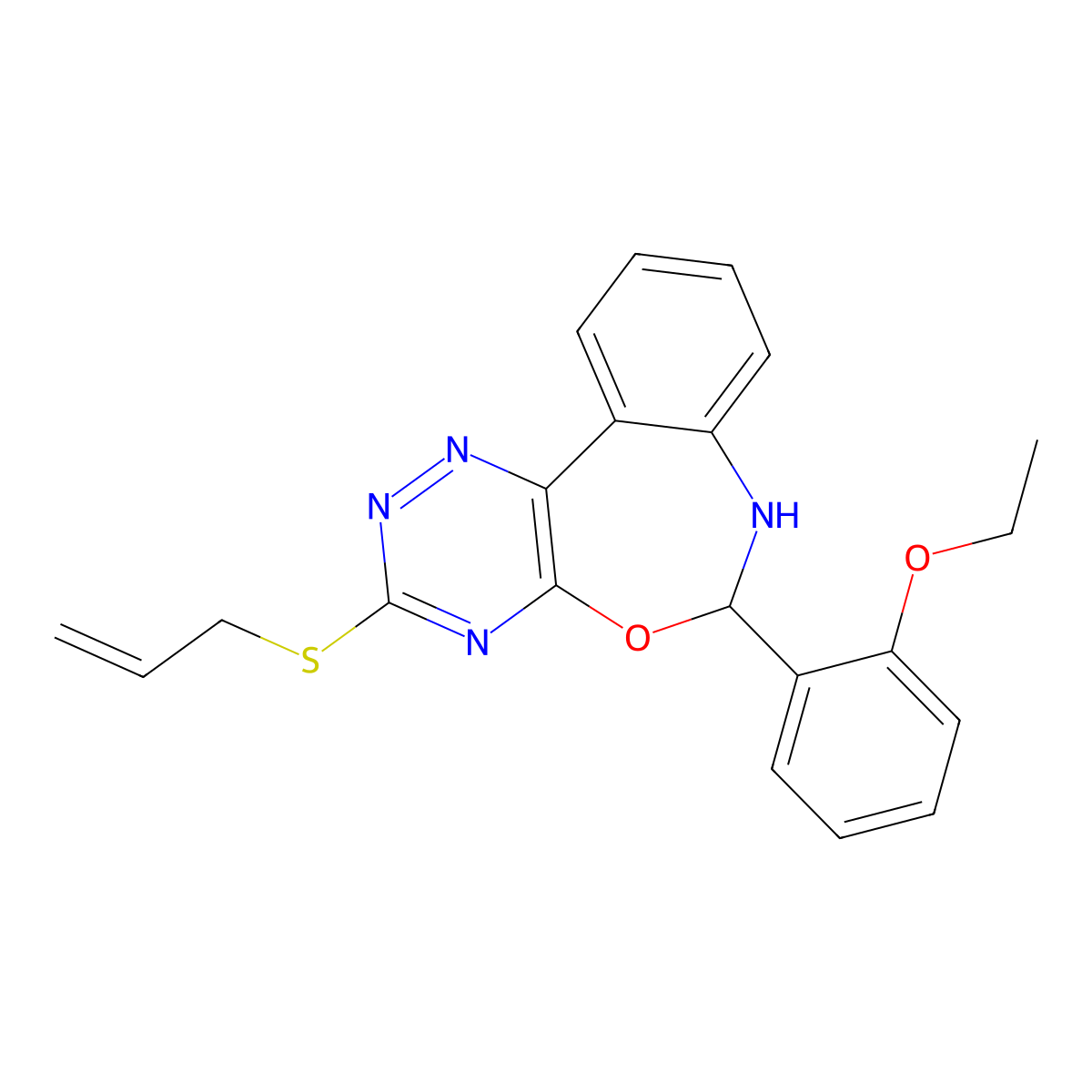 6-(2-Ethoxyphenyl)-3-prop-2-enylsulfanyl-6,7-dihydro-[1,2,4]triazino[5,6-d][3,1]benzoxazepine molecular structure, CAS 426241-04-5