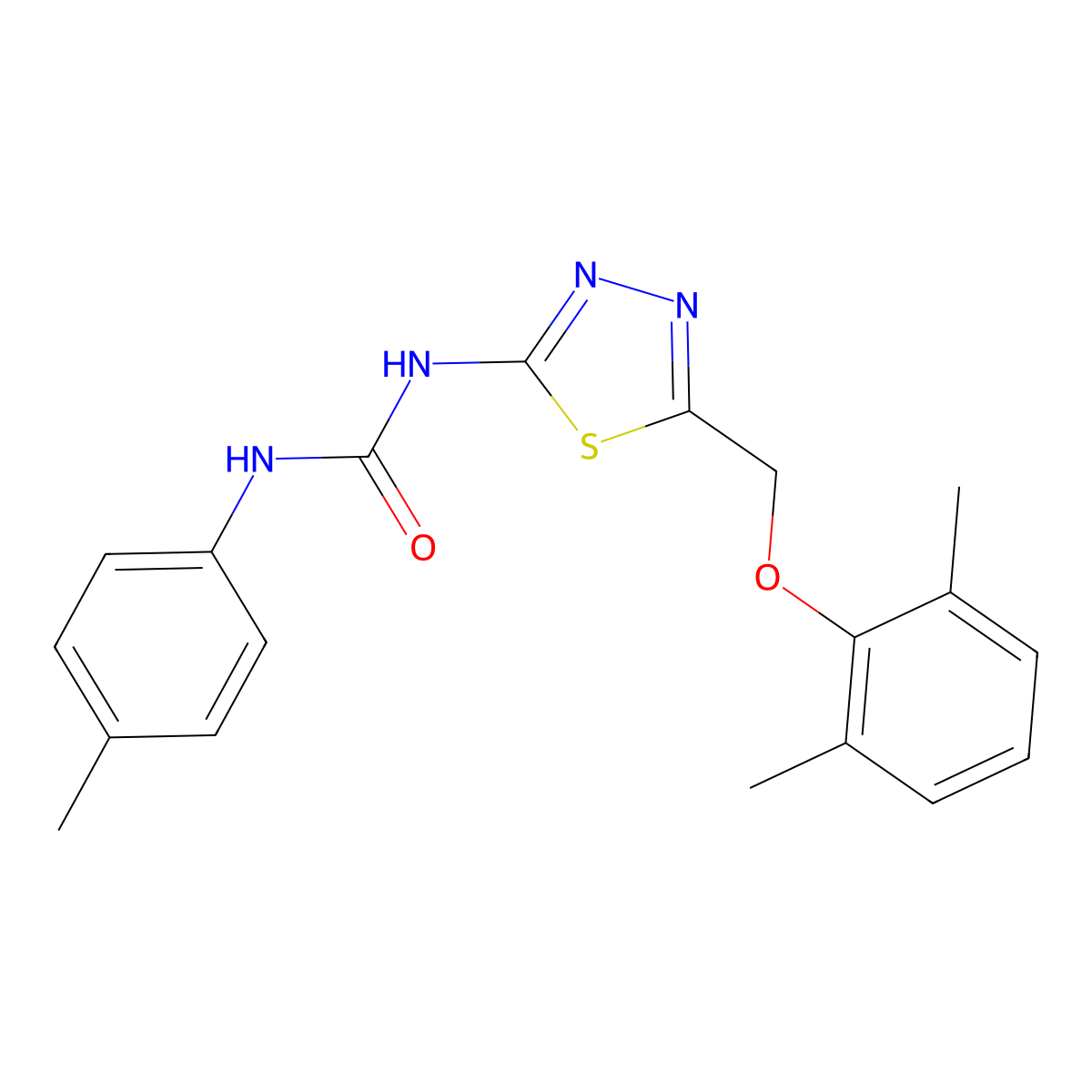 1-{5-[(2,6-Dimethylphenoxy)methyl]-1,3,4-thiadiazol-2-yl}-3-(4-methylphenyl)urea molecular structure, CAS 426241-06-7