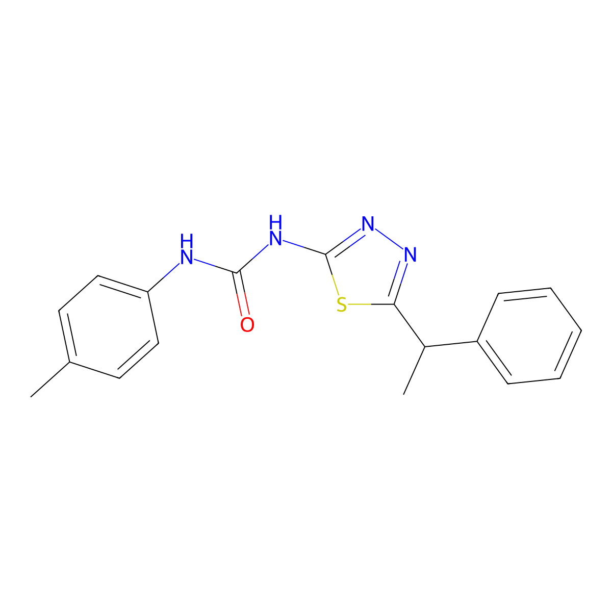 1-(4-Methylphenyl)-3-[5-(1-phenylethyl)-1,3,4-thiadiazol-2-yl]urea molecular structure, CAS 426241-25-0