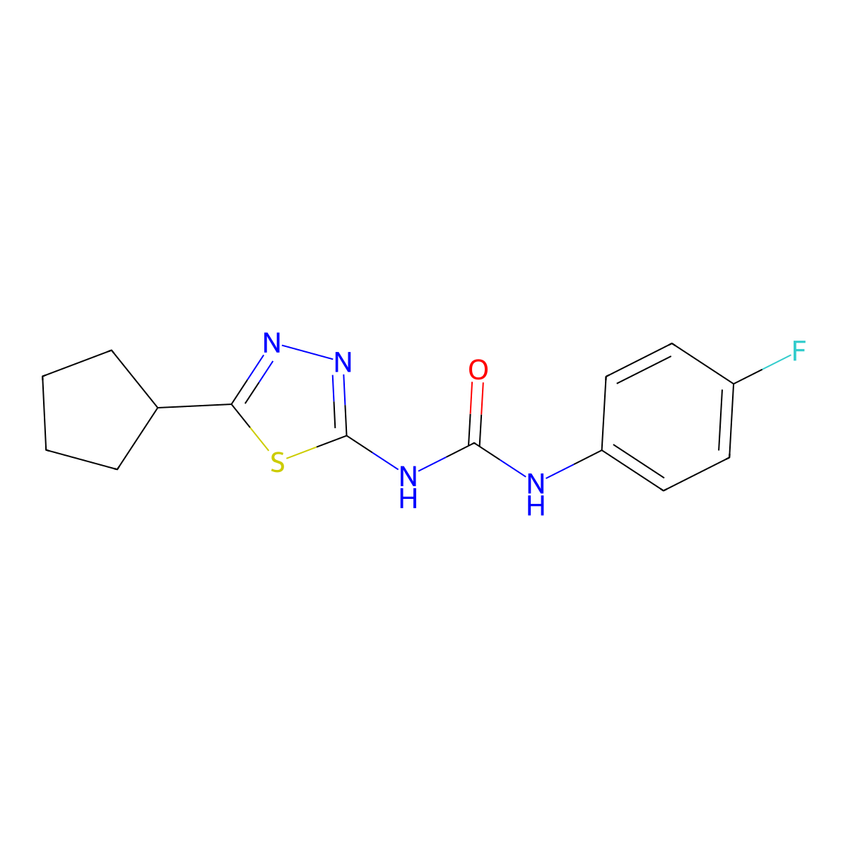 1-(5-Cyclopentyl-1,3,4-thiadiazol-2-yl)-3-(4-fluorophenyl)urea molecular structure, CAS 426241-29-4