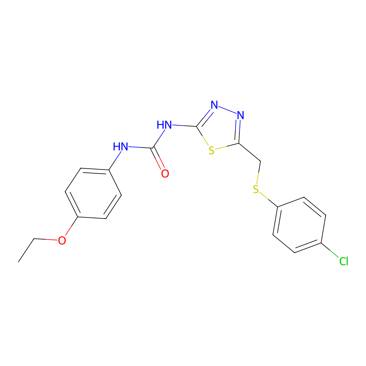 1-[5-[(4-Chlorophenyl)sulfanylmethyl]-1,3,4-thiadiazol-2-yl]-3-(4-ethoxyphenyl)urea molecular structure, CAS 426241-35-2