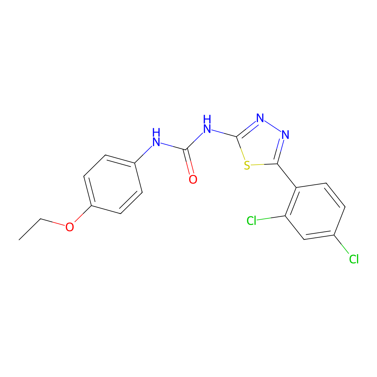 1-[5-(2,4-Dichlorophenyl)-1,3,4-thiadiazol-2-yl]-3-(4-ethoxyphenyl)urea molecular structure, CAS 426241-45-4