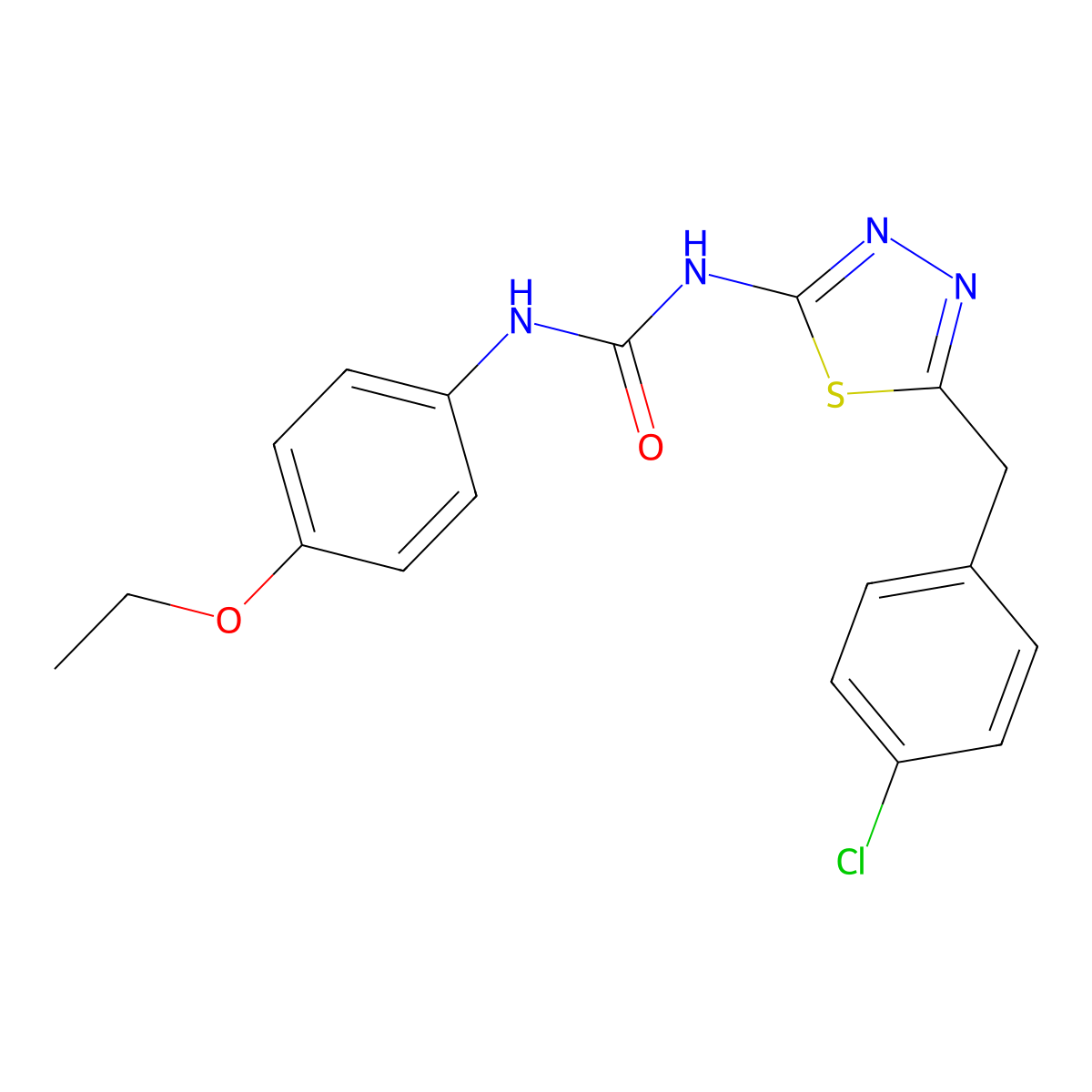 1-[5-[(4-Chlorophenyl)methyl]-1,3,4-thiadiazol-2-yl]-3-(4-ethoxyphenyl)urea molecular structure, CAS 426241-51-2