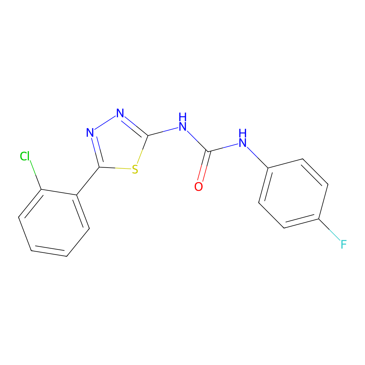 1-[5-(2-Chlorophenyl)-1,3,4-thiadiazol-2-yl]-3-(4-fluorophenyl)urea molecular structure, CAS 426241-59-0
