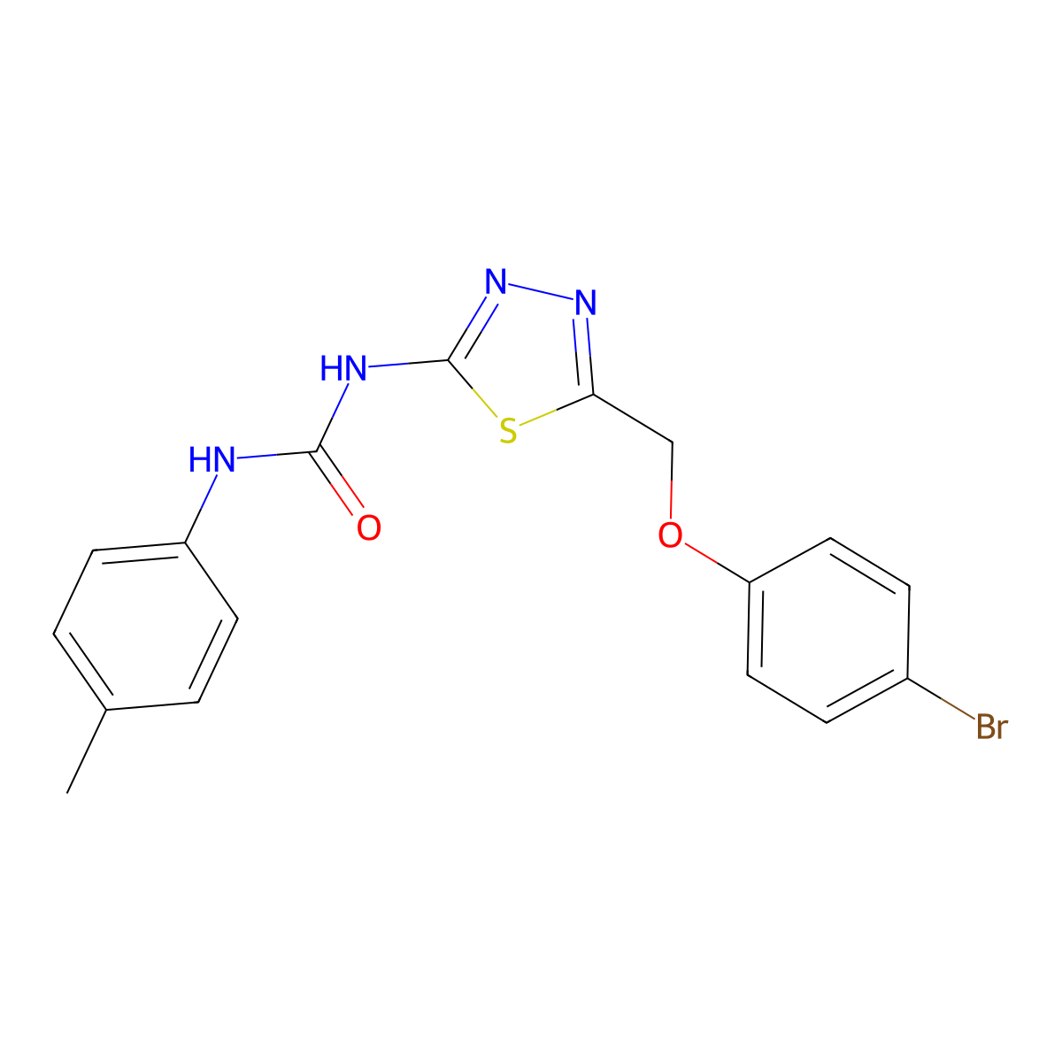 1-[5-[(4-Bromophenoxy)methyl]-1,3,4-thiadiazol-2-yl]-3-(4-methylphenyl)urea molecular structure, CAS 426241-63-6