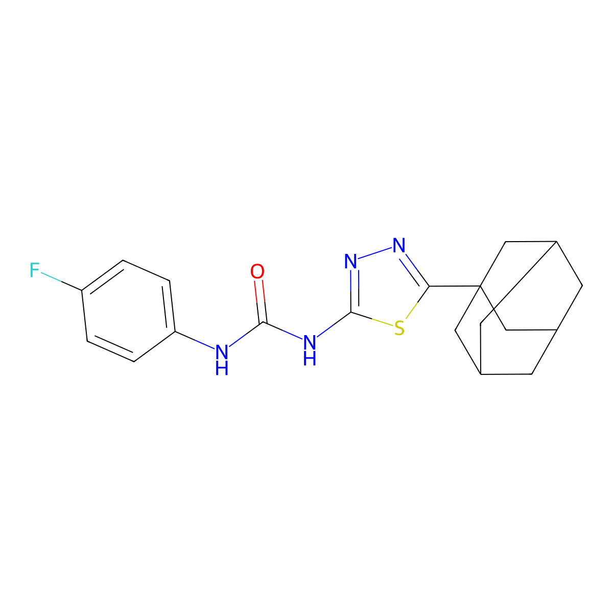 1-[5-(1-Adamantyl)-1,3,4-thiadiazol-2-yl]-3-(4-fluorophenyl)urea molecular structure, CAS 426241-71-6