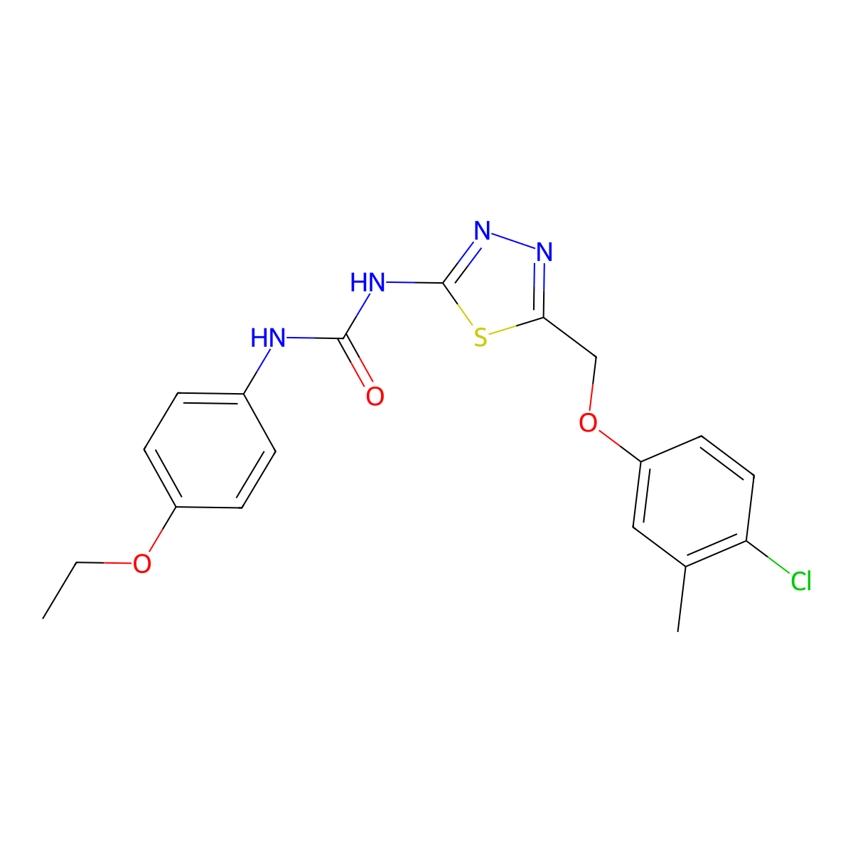 1-[5-[(4-Chloro-3-methylphenoxy)methyl]-1,3,4-thiadiazol-2-yl]-3-(4-ethoxyphenyl)urea molecular structure, CAS 426241-72-7