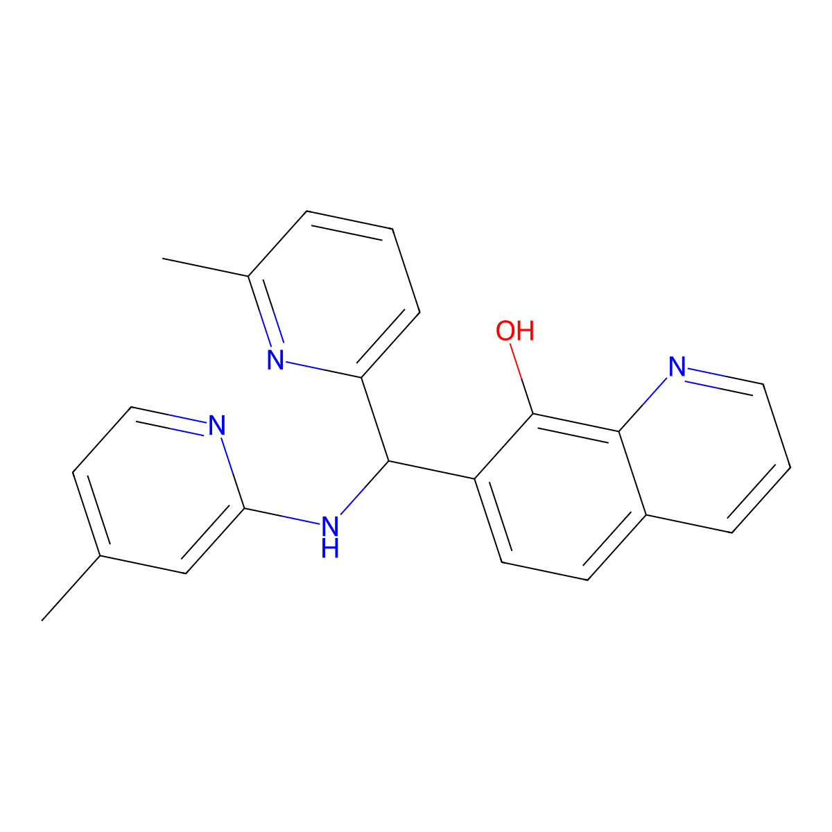7-[(6-Methylpyridin-2-yl)-[(4-methylpyridin-2-yl)amino]methyl]quinolin-8-ol molecular structure, CAS 426241-76-1