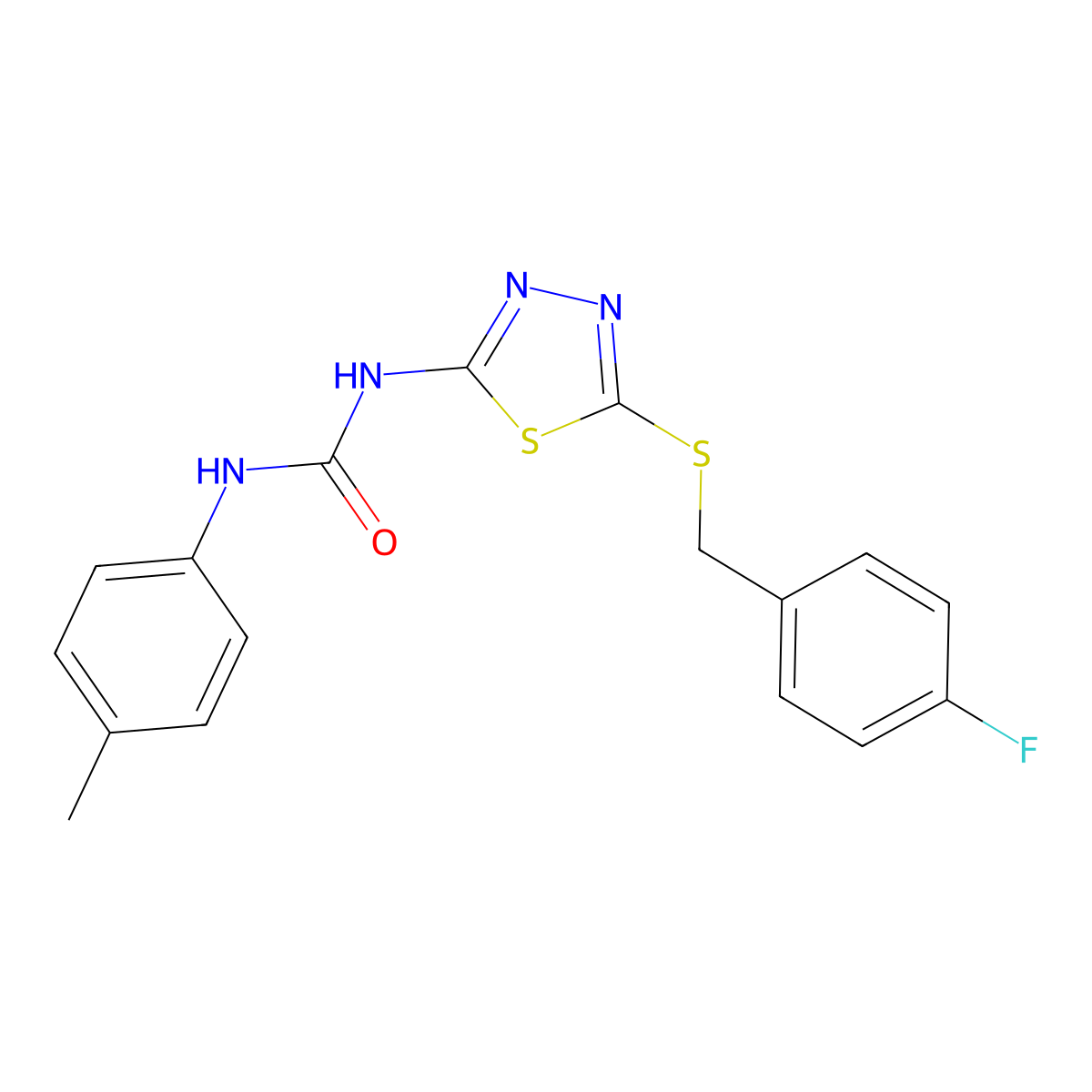 1-{5-[(4-Fluorobenzyl)sulfanyl]-1,3,4-thiadiazol-2-yl}-3-(4-methylphenyl)urea molecular structure, CAS 426241-80-7