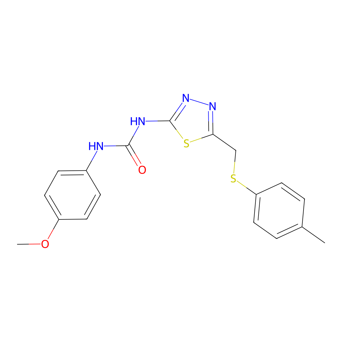 1-(4-Methoxyphenyl)-3-[5-[(4-methylphenyl)sulfanylmethyl]-1,3,4-thiadiazol-2-yl]urea molecular structure, CAS 426241-97-6