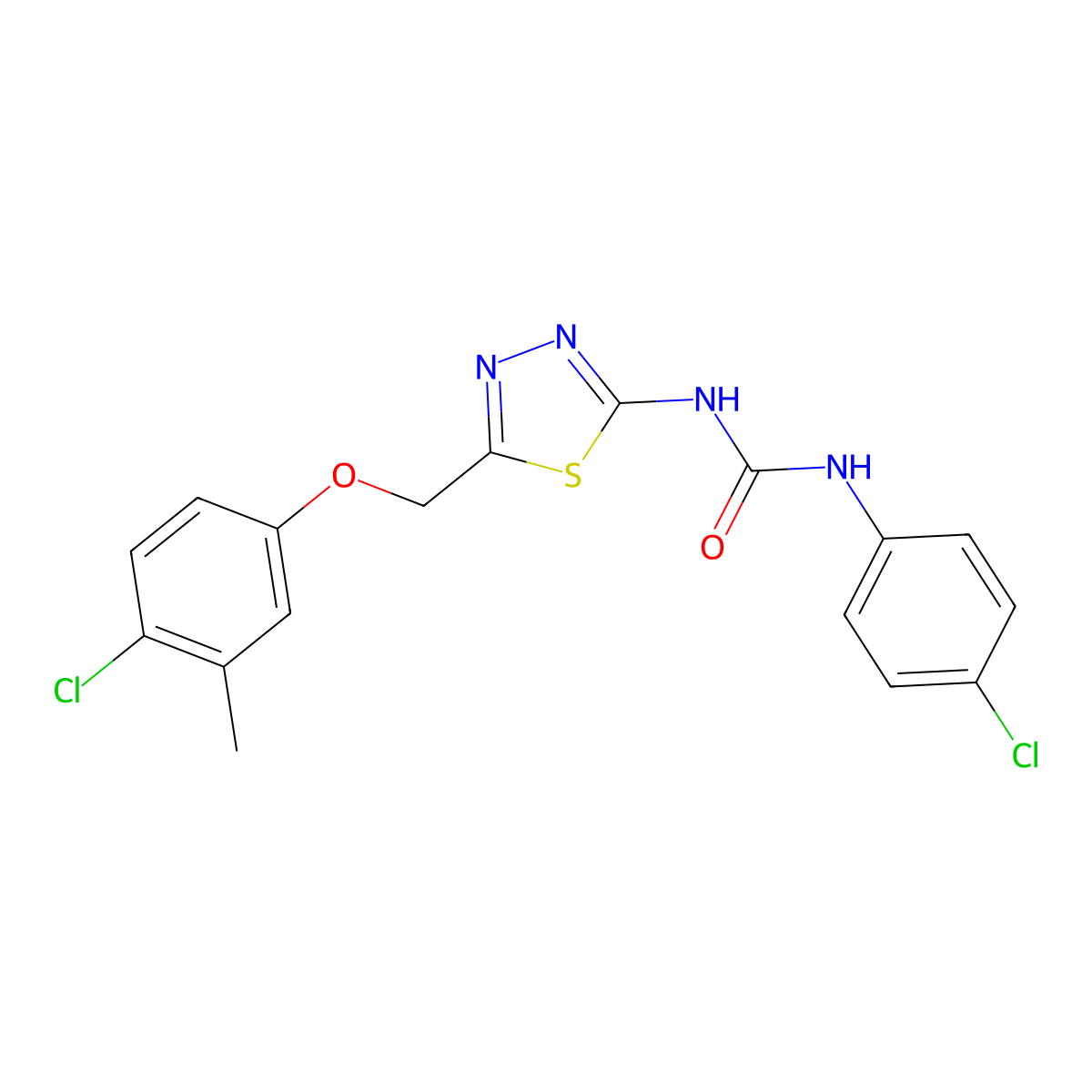 1-[5-[(4-Chloro-3-methylphenoxy)methyl]-1,3,4-thiadiazol-2-yl]-3-(4-chlorophenyl)urea molecular structure, CAS 426241-99-8