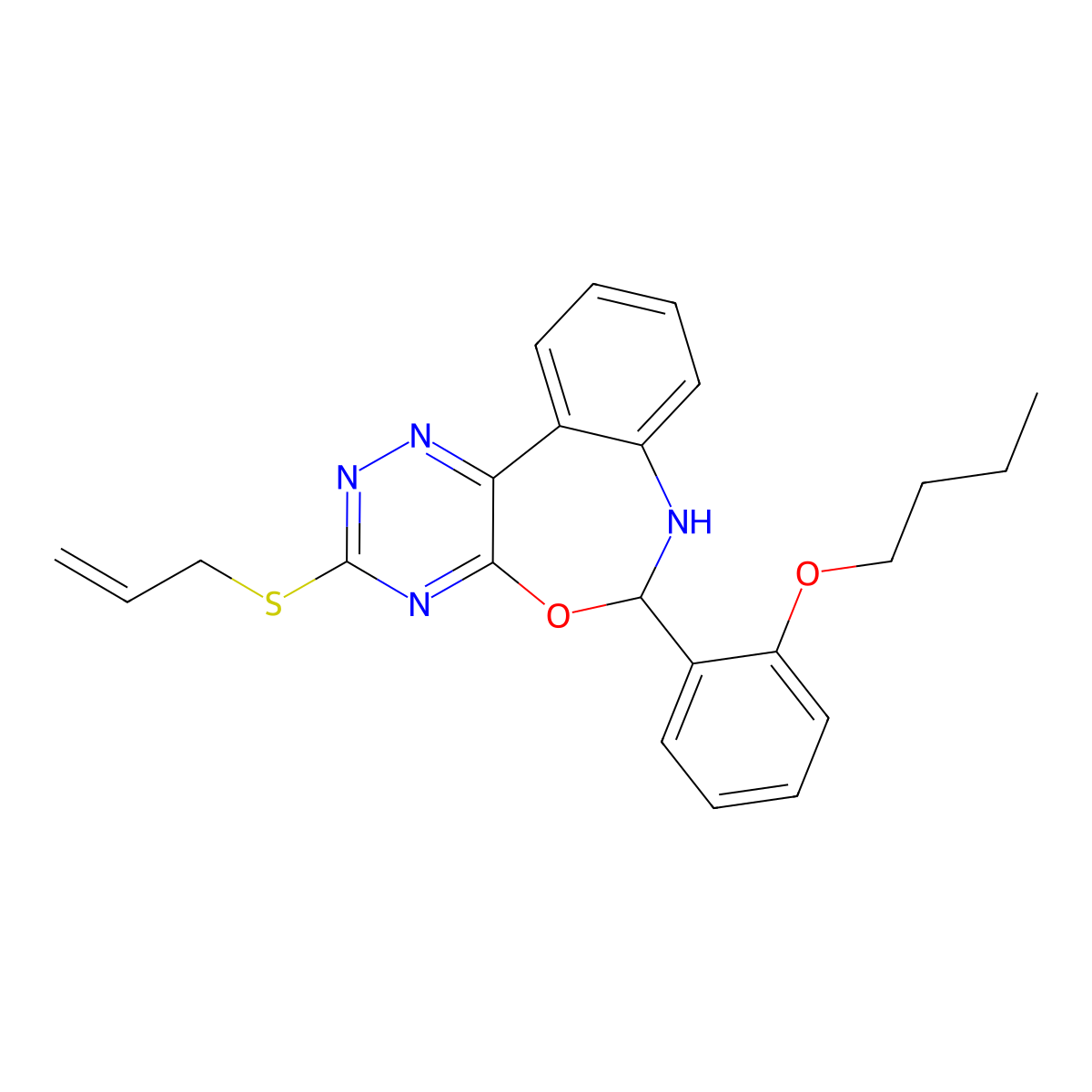 6-(2-Butoxyphenyl)-3-prop-2-enylsulfanyl-6,7-dihydro-[1,2,4]triazino[5,6-d][3,1]benzoxazepine molecular structure, CAS 426242-21-9