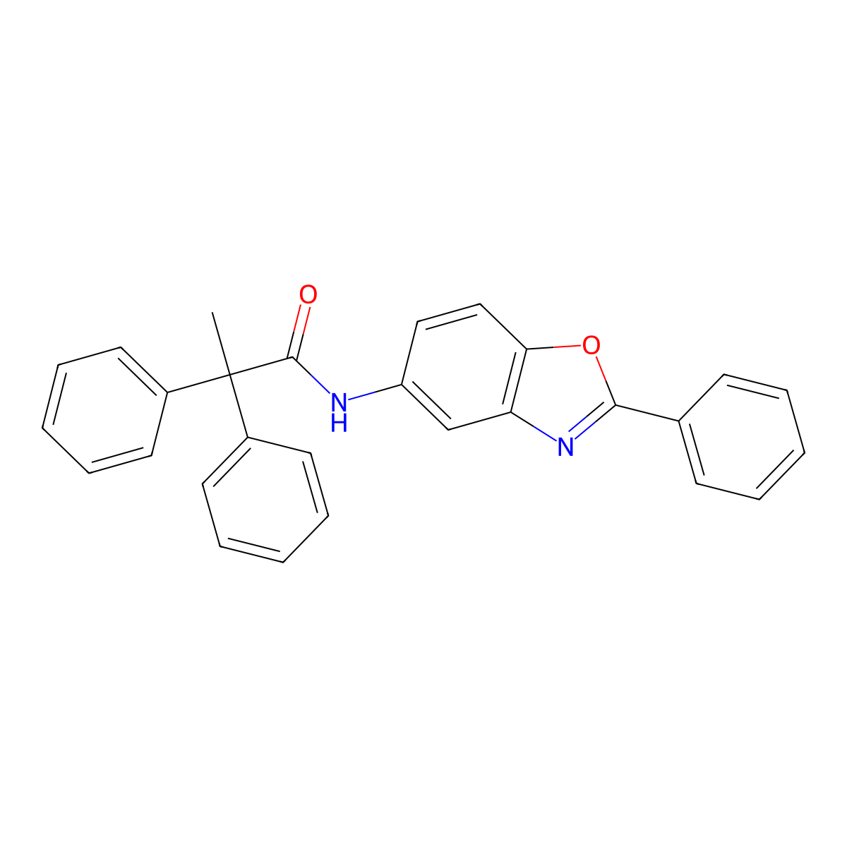 2,2-diphenyl-N-(2-phenyl-1,3-benzoxazol-5-yl)propanamide molecular structure, CAS 426242-29-7
