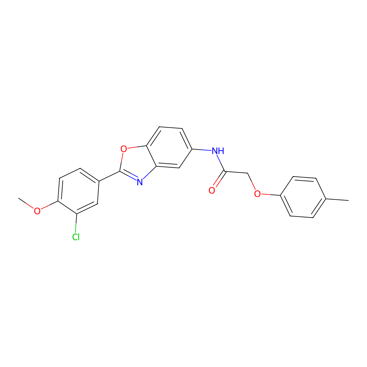 N-[2-(3-chloro-4-methoxyphenyl)-1,3-benzoxazol-5-yl]-2-(4-methylphenoxy)acetamide molecular structure, CAS 426242-35-5