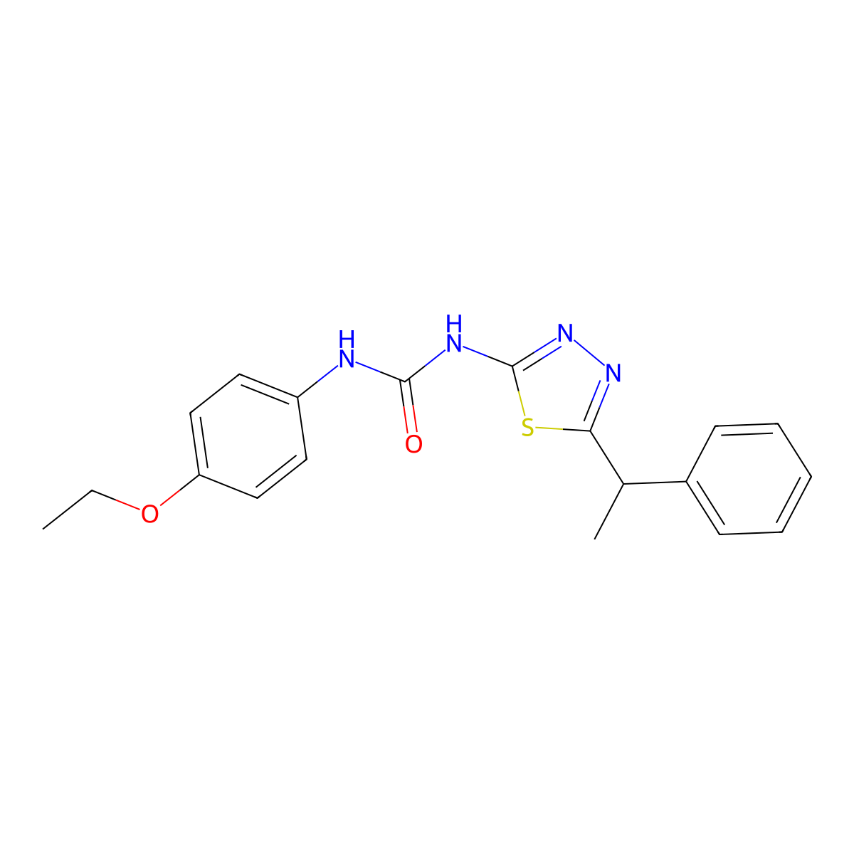 1-(4-Ethoxyphenyl)-3-[5-(1-phenylethyl)-1,3,4-thiadiazol-2-yl]urea molecular structure, CAS 426242-58-2