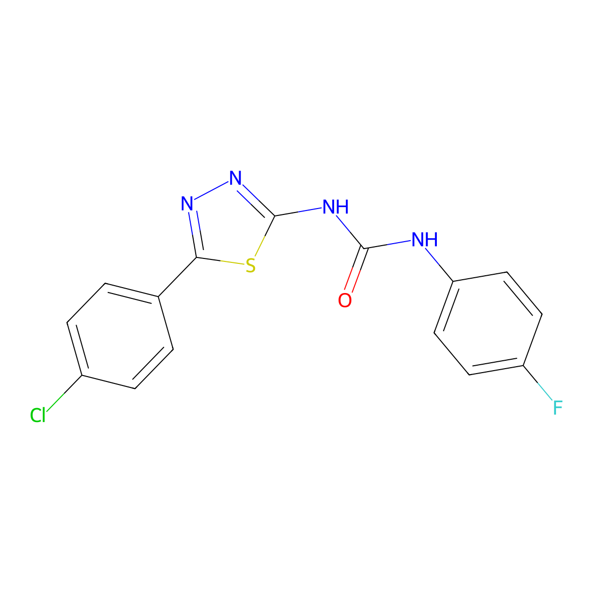 1-[5-(4-Chlorophenyl)-1,3,4-thiadiazol-2-yl]-3-(4-fluorophenyl)urea molecular structure, CAS 426242-65-1