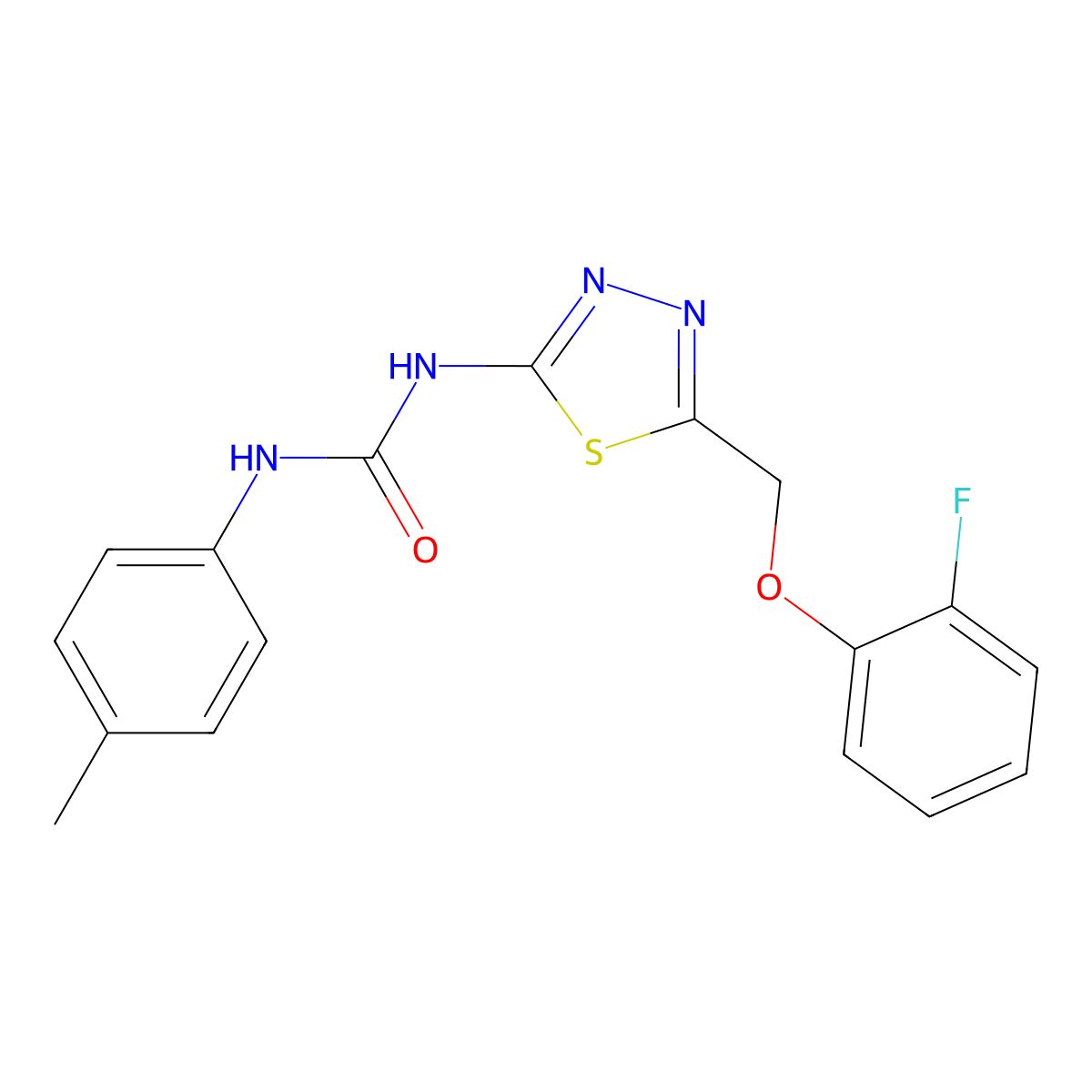 1-[5-[(2-Fluorophenoxy)methyl]-1,3,4-thiadiazol-2-yl]-3-(4-methylphenyl)urea molecular structure, CAS 426242-72-0