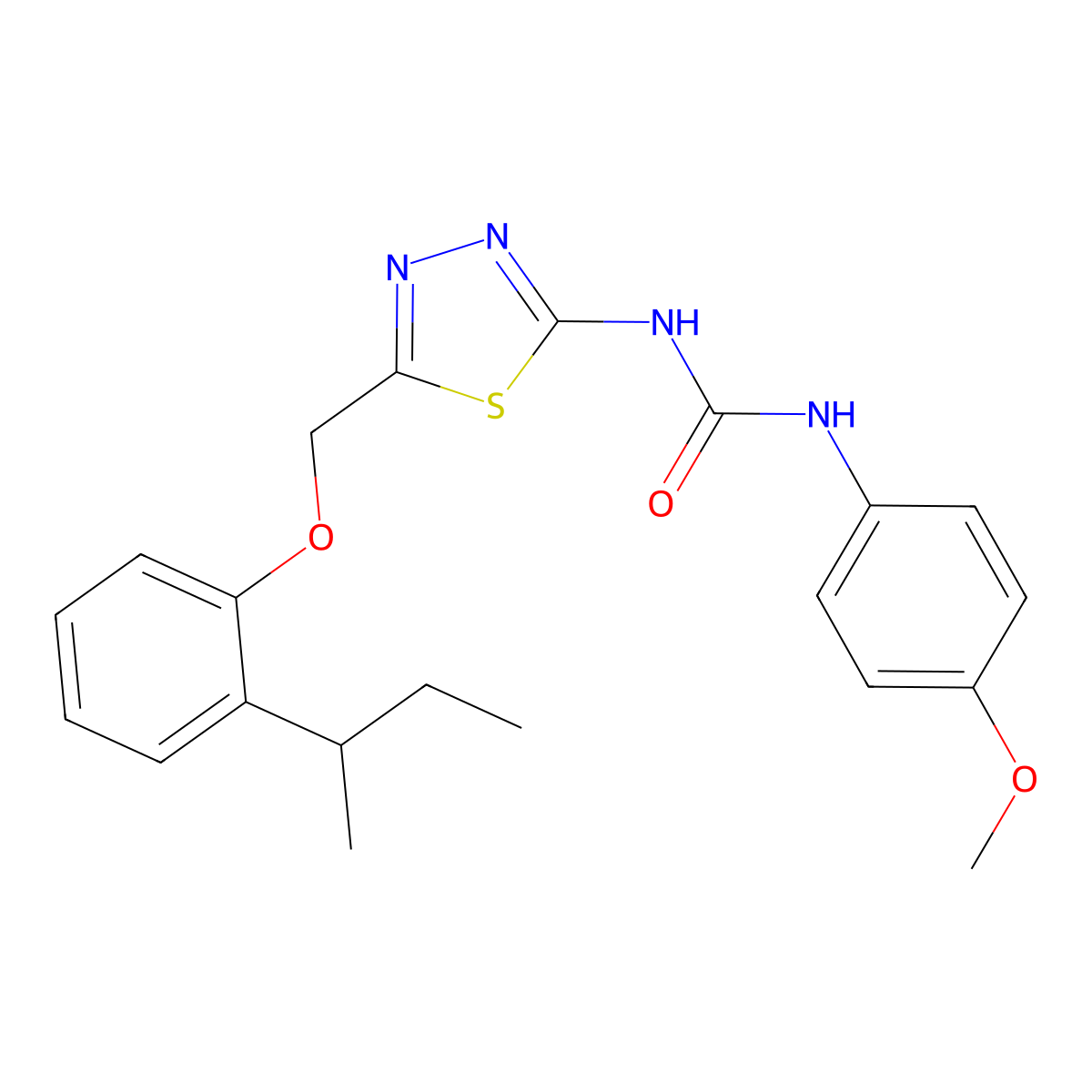 1-[5-[(2-Butan-2-ylphenoxy)methyl]-1,3,4-thiadiazol-2-yl]-3-(4-methoxyphenyl)urea molecular structure, CAS 426242-77-5