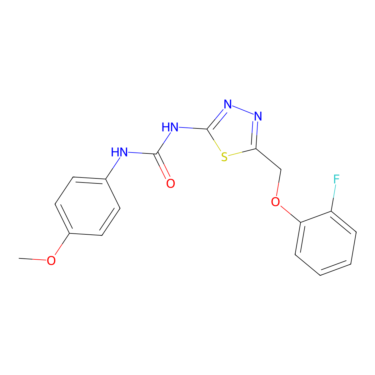 1-(5-((2-Fluorophenoxy)methyl)-1,3,4-thiadiazol-2-yl)-3-(4-methoxyphenyl)urea molecular structure, CAS 426242-91-3