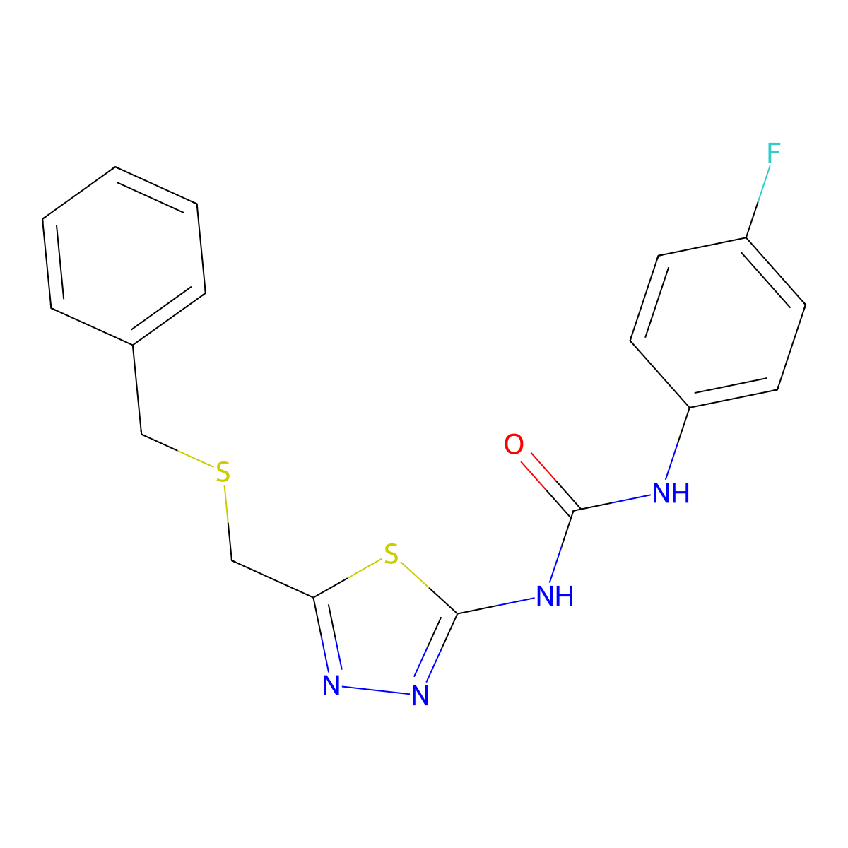 1-{5-[(Benzylsulfanyl)methyl]-1,3,4-thiadiazol-2-yl}-3-(4-fluorophenyl)urea molecular structure, CAS 426242-96-8