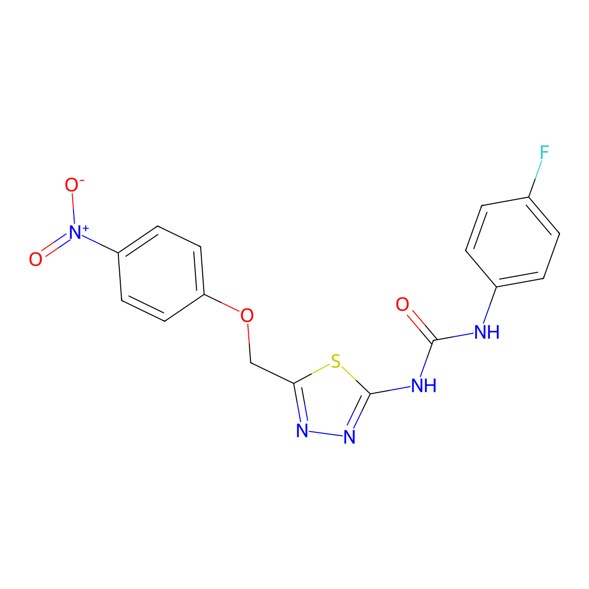 1-(4-Fluorophenyl)-3-{5-[(4-nitrophenoxy)methyl]-1,3,4-thiadiazol-2-yl}urea molecular structure, CAS 426243-00-7