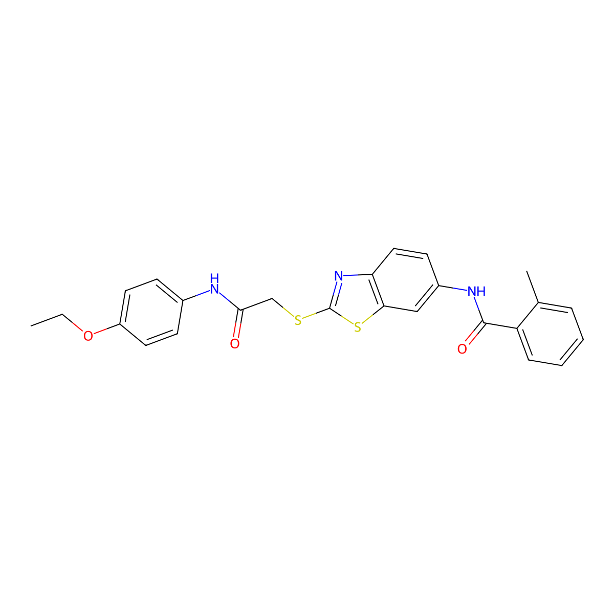 N-[2-[2-(4-ethoxyanilino)-2-oxoethyl]sulfanyl-1,3-benzothiazol-6-yl]-2-methylbenzamide molecular structure, CAS 426243-10-9