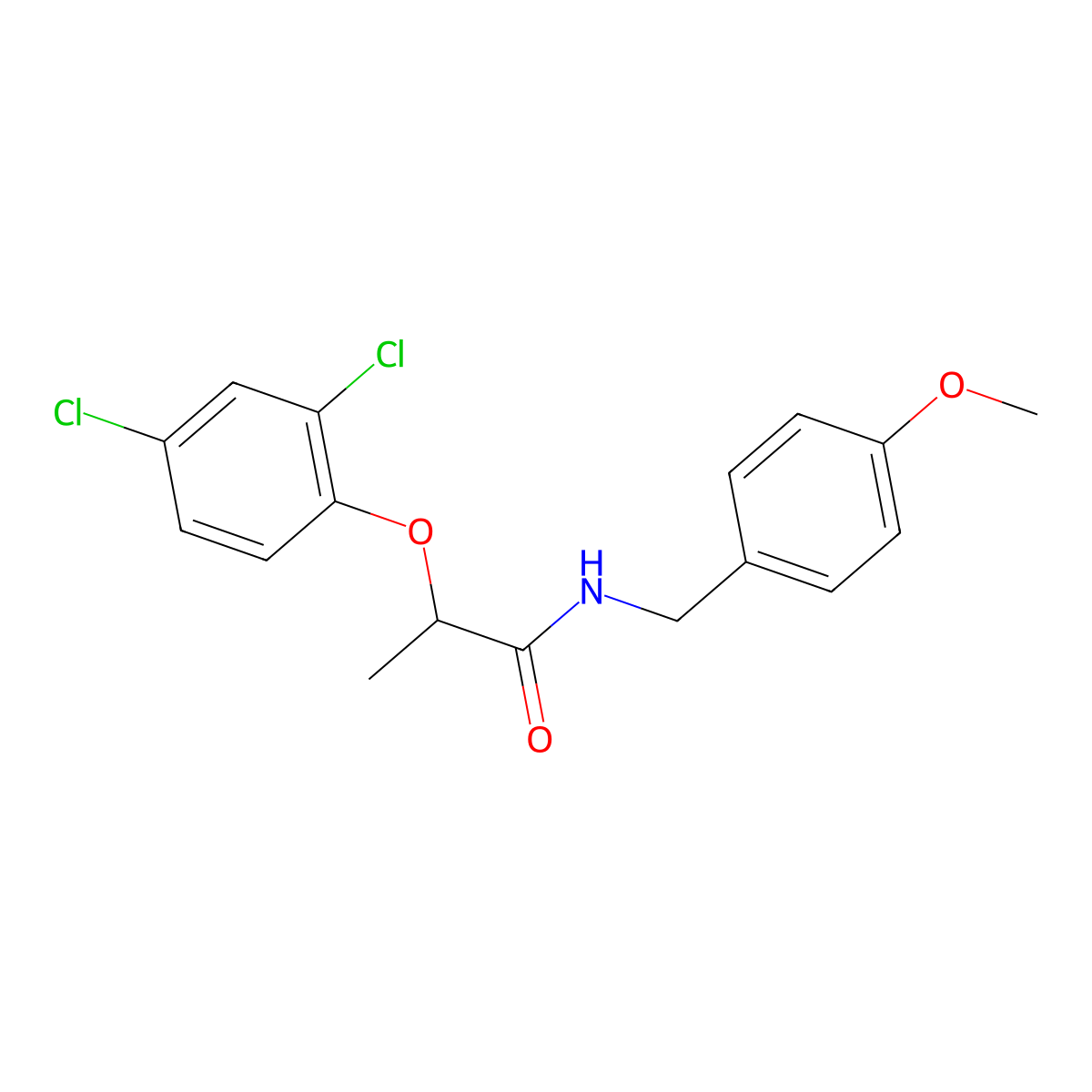 2-(2,4-dichlorophenoxy)-N-(4-methoxybenzyl)propanamide molecular structure, CAS 426243-17-6