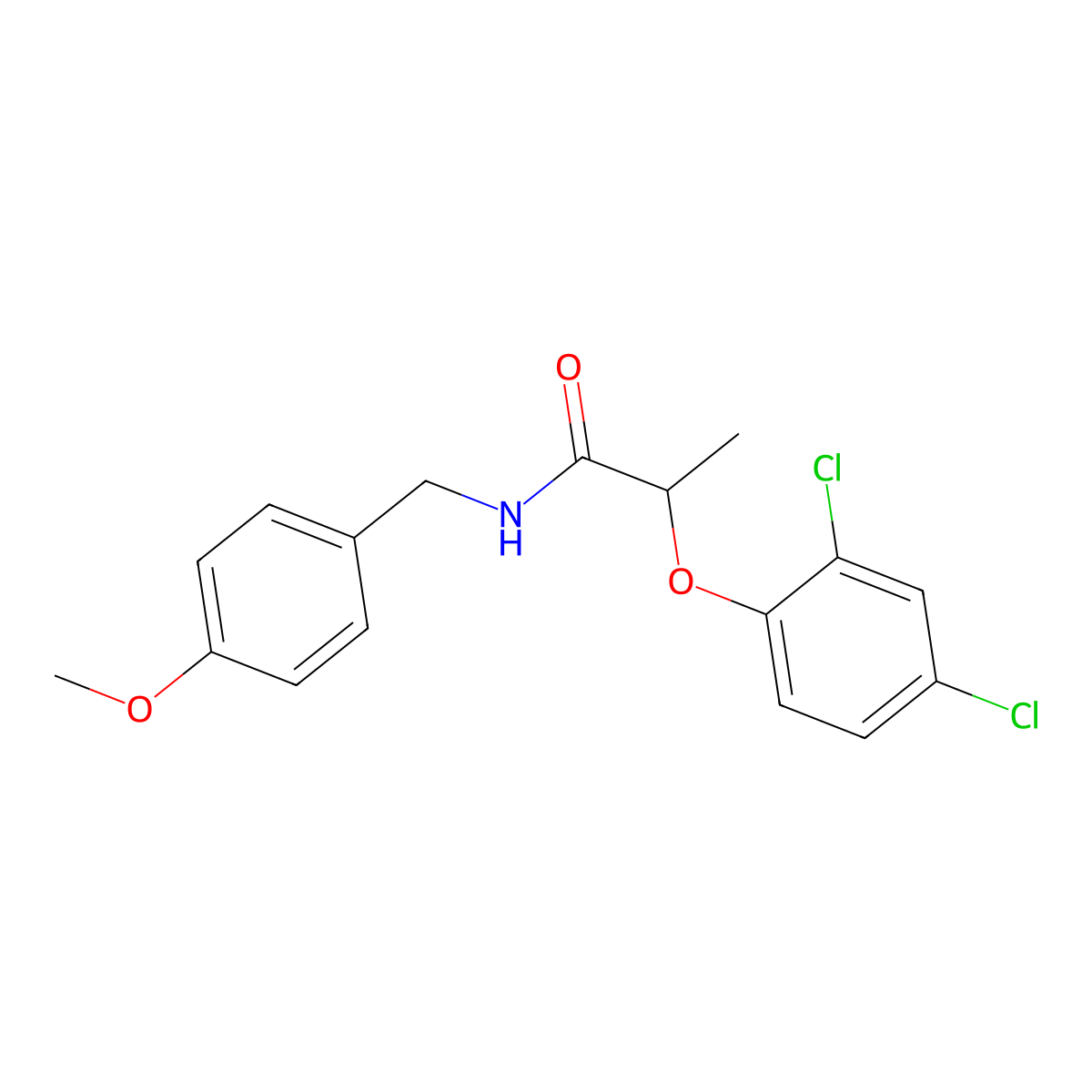 2-(2,4-dichlorophenoxy)-N-(4-methoxybenzyl)propanamide molecular structure, CAS 426243-17-6