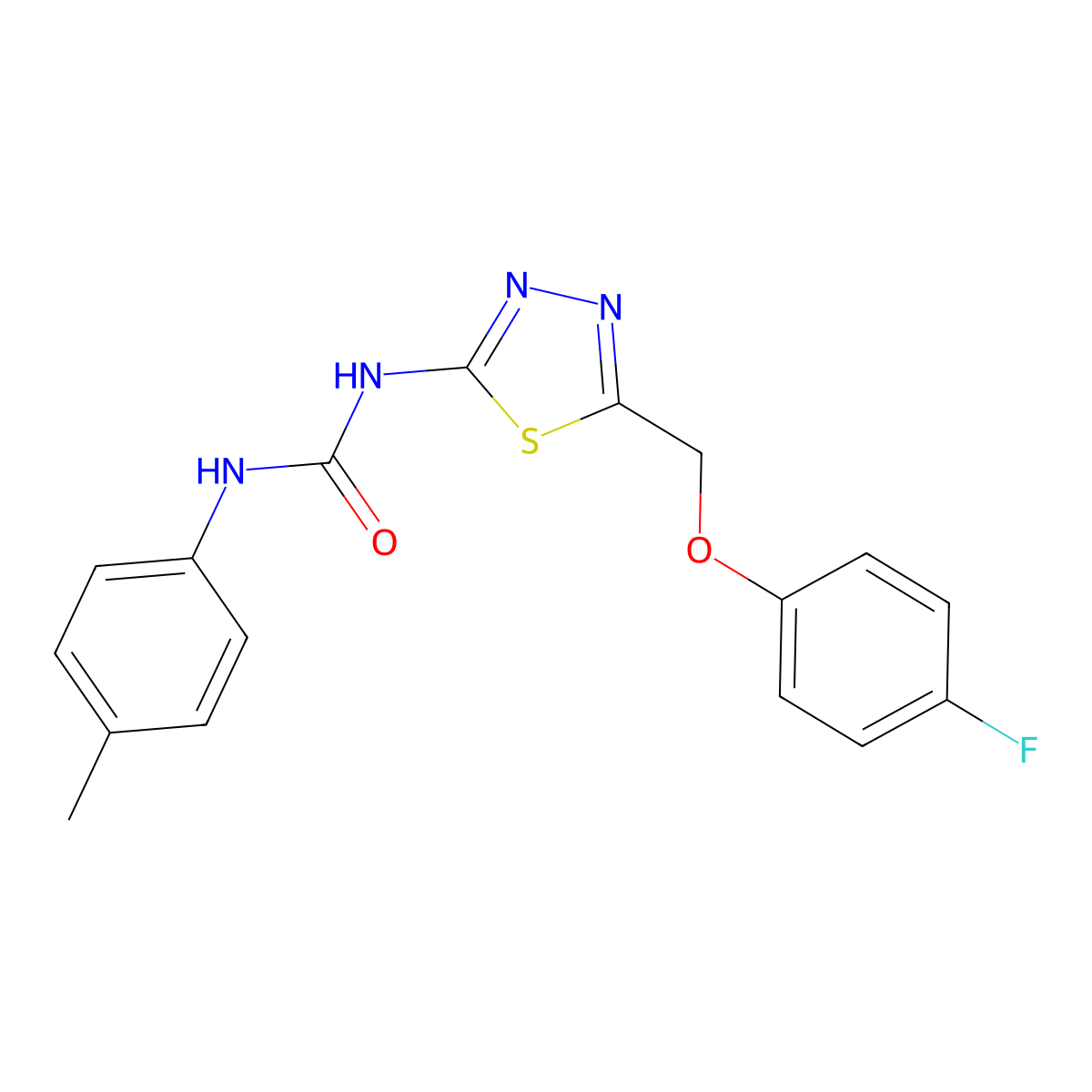 1-{5-[(4-Fluorophenoxy)methyl]-1,3,4-thiadiazol-2-yl}-3-(4-methylphenyl)urea molecular structure, CAS 426243-21-2