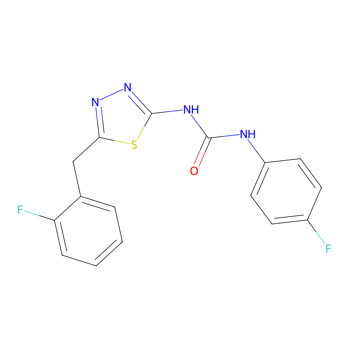 1-(5-(2-Fluorobenzyl)-1,3,4-thiadiazol-2-yl)-3-(4-fluorophenyl)urea molecular structure, CAS 426243-31-4