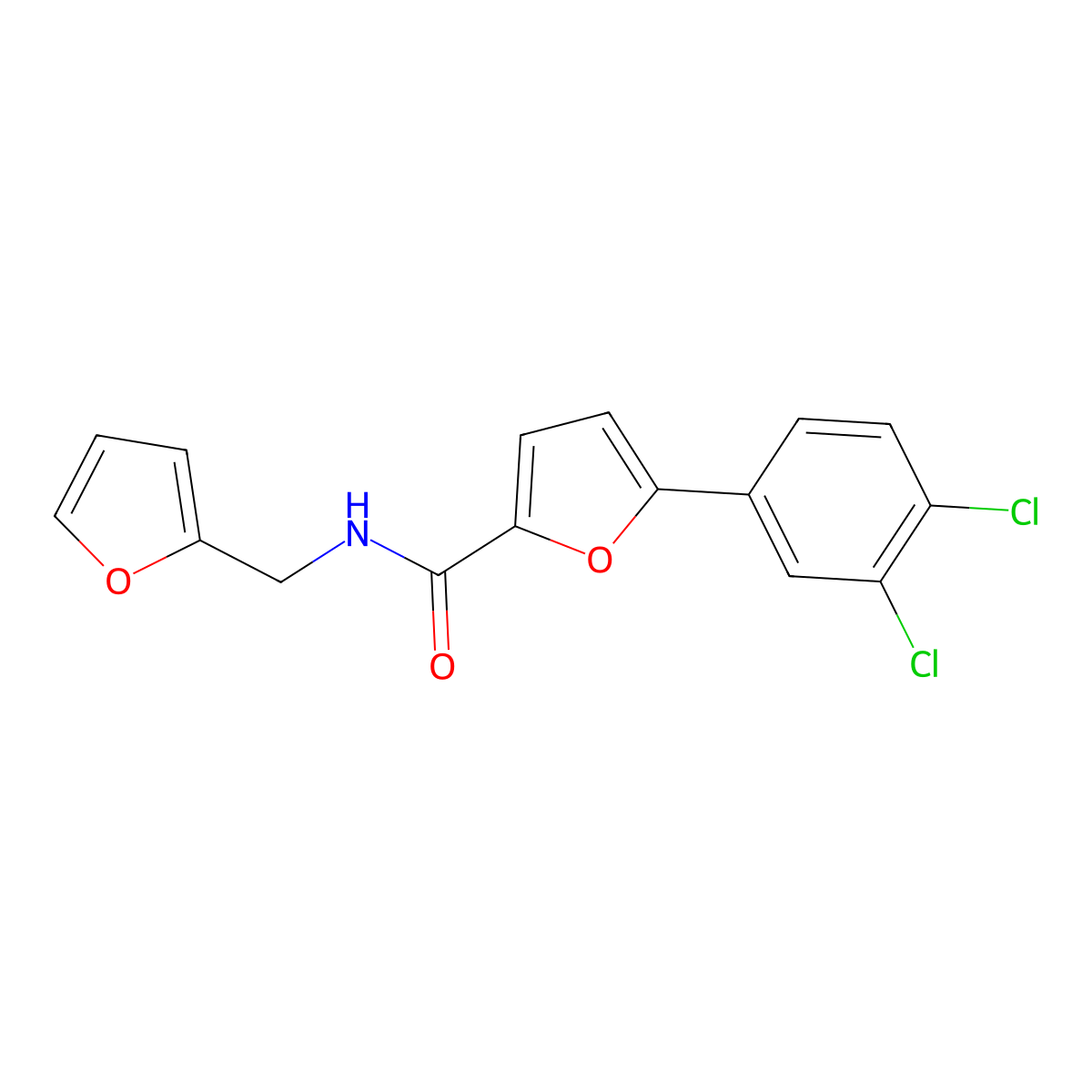 5-(3,4-dichlorophenyl)-N-(furan-2-ylmethyl)furan-2-carboxamide molecular structure, CAS 426243-51-8