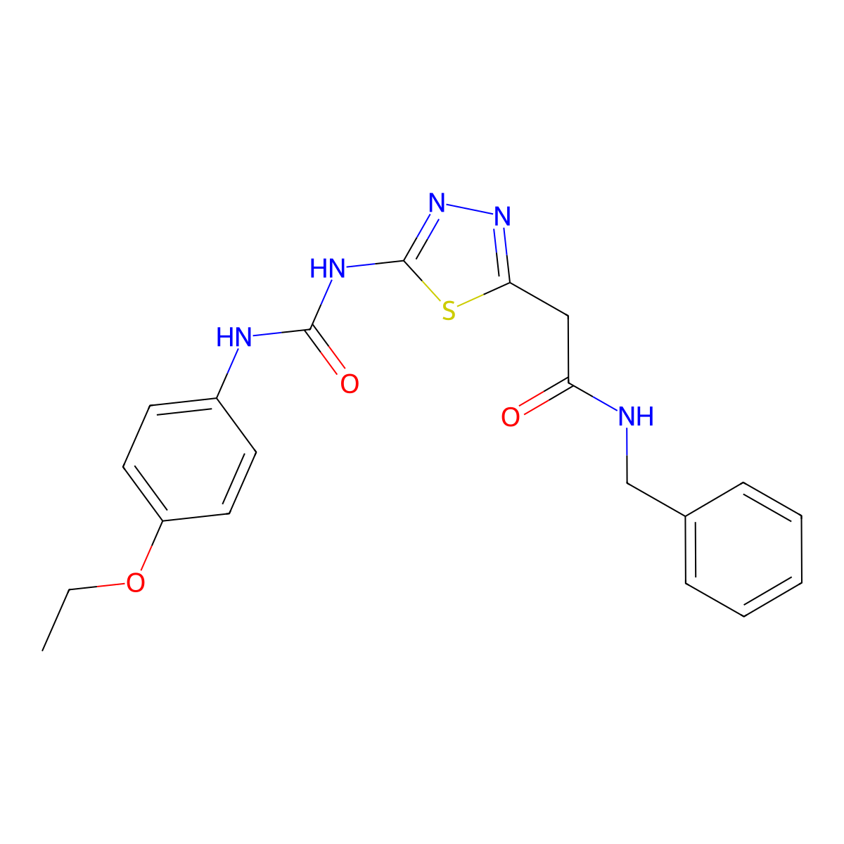 N-benzyl-2-[5-[(4-ethoxyphenyl)carbamoylamino]-1,3,4-thiadiazol-2-yl]acetamide molecular structure, CAS 426243-61-0