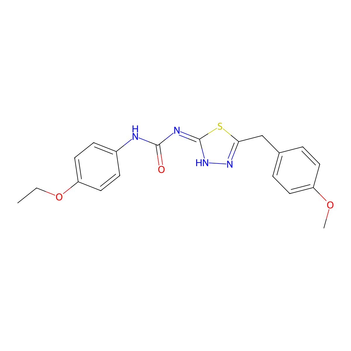 1-(4-Ethoxyphenyl)-3-[5-[(4-methoxyphenyl)methyl]-1,3,4-thiadiazol-2-yl]urea molecular structure, CAS 426243-98-3