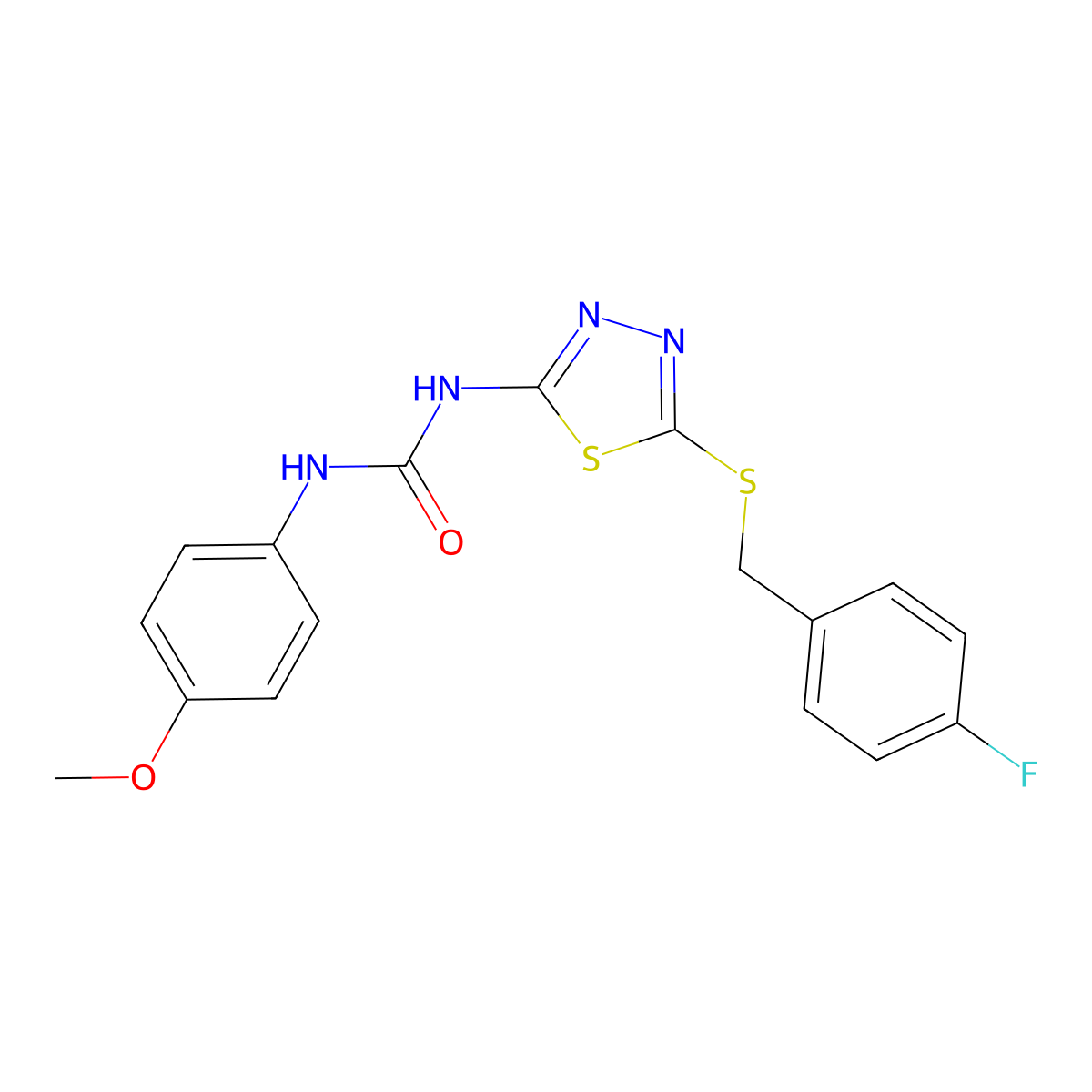 1-{5-[(4-Fluorobenzyl)sulfanyl]-1,3,4-thiadiazol-2-yl}-3-(4-methoxyphenyl)urea molecular structure, CAS 426243-99-4