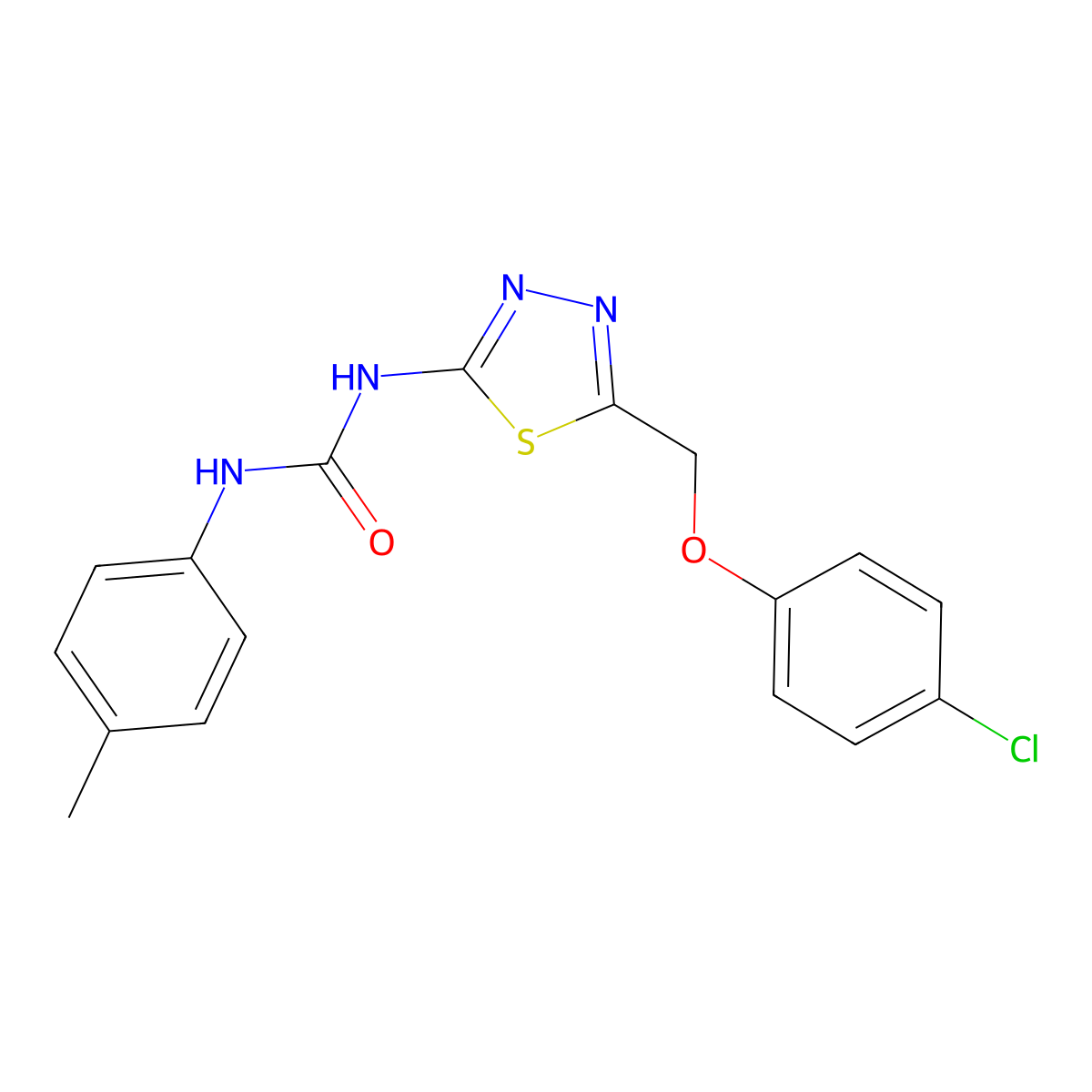 1-{5-[(4-Chlorophenoxy)methyl]-1,3,4-thiadiazol-2-yl}-3-(4-methylphenyl)urea molecular structure, CAS 426244-14-6