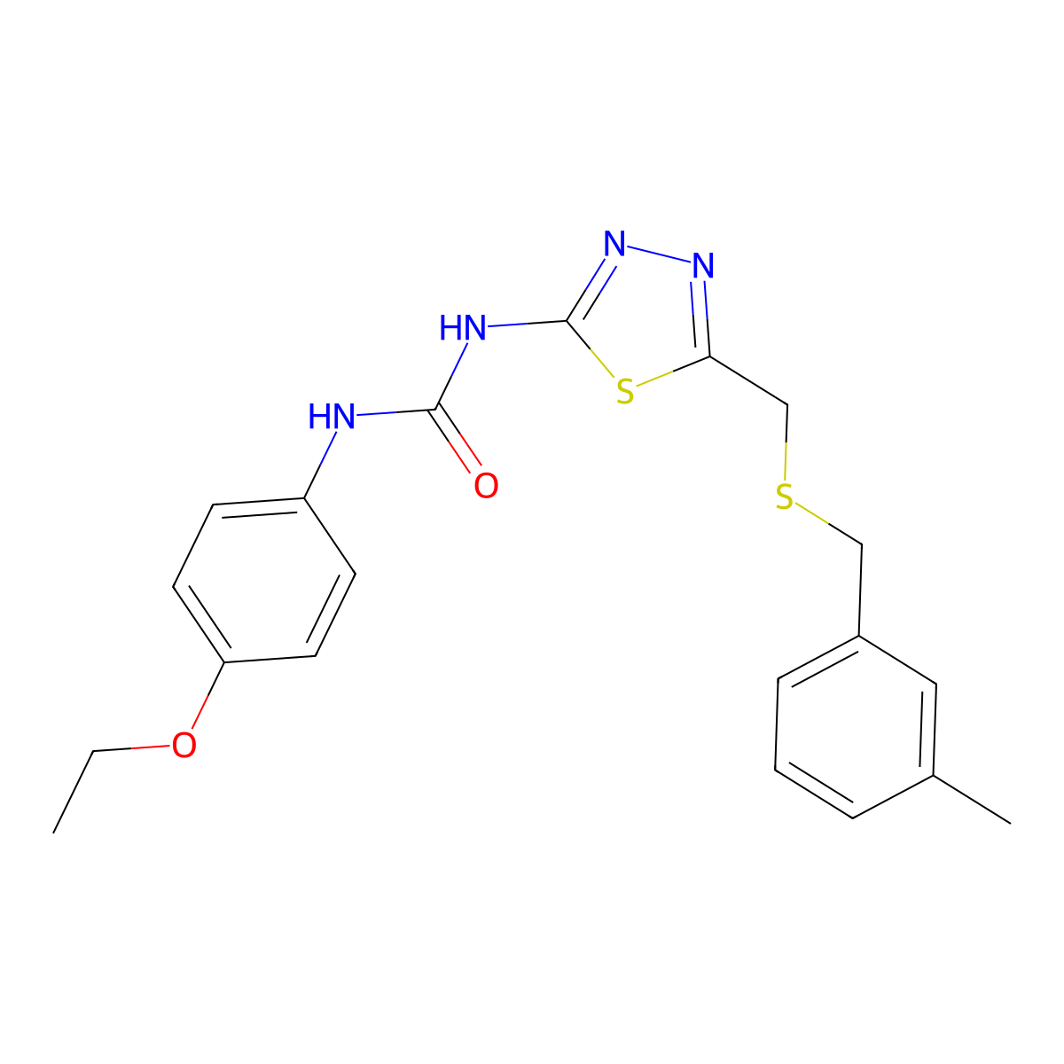 1-(4-Ethoxyphenyl)-3-[5-[(3-methylphenyl)methylsulfanylmethyl]-1,3,4-thiadiazol-2-yl]urea molecular structure, CAS 426244-22-6