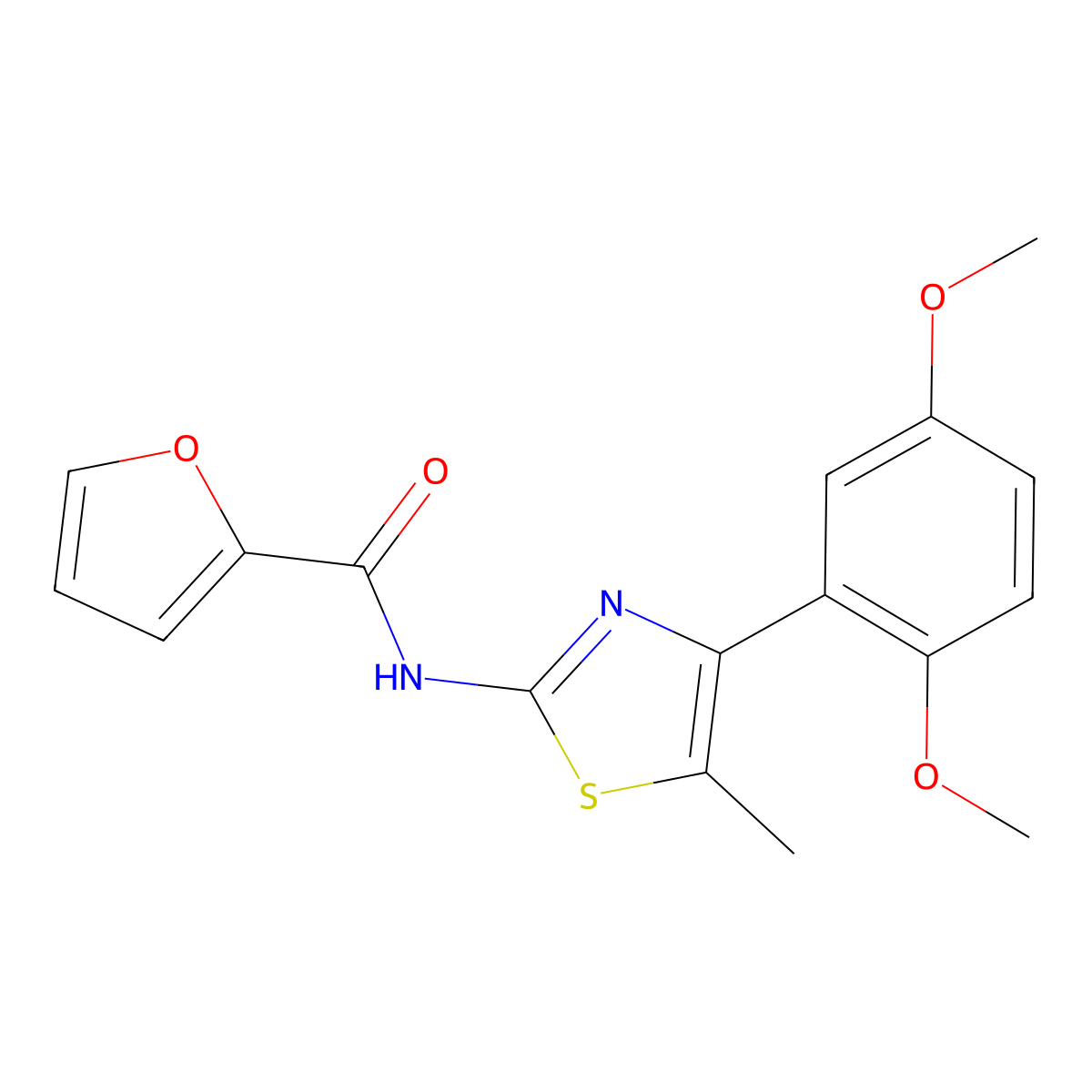 N-[4-(2,5-dimethoxyphenyl)-5-methyl-1,3-thiazol-2-yl]furan-2-carboxamide molecular structure, CAS 426244-52-2