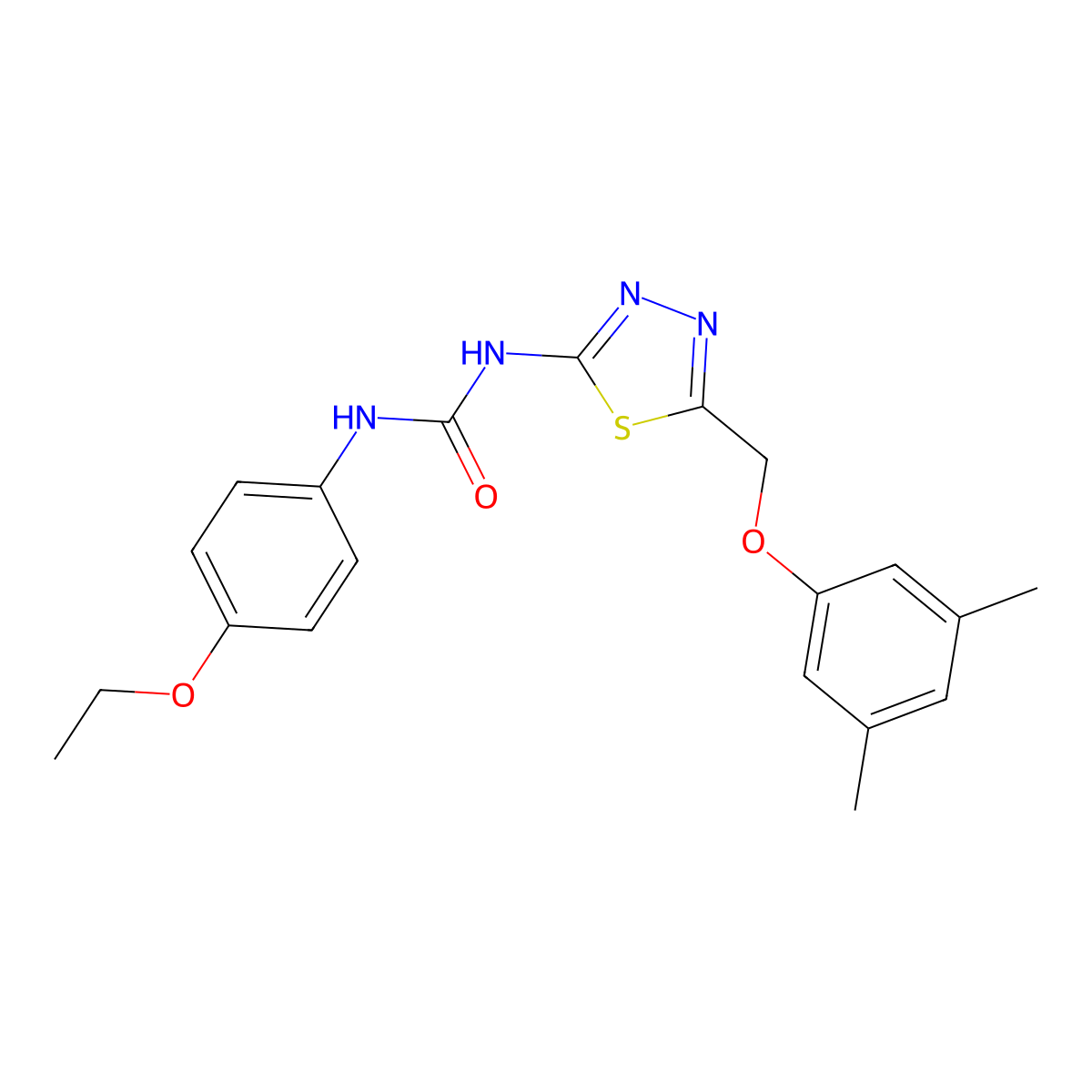 1-[5-[(3,5-Dimethylphenoxy)methyl]-1,3,4-thiadiazol-2-yl]-3-(4-ethoxyphenyl)urea molecular structure, CAS 426244-73-7